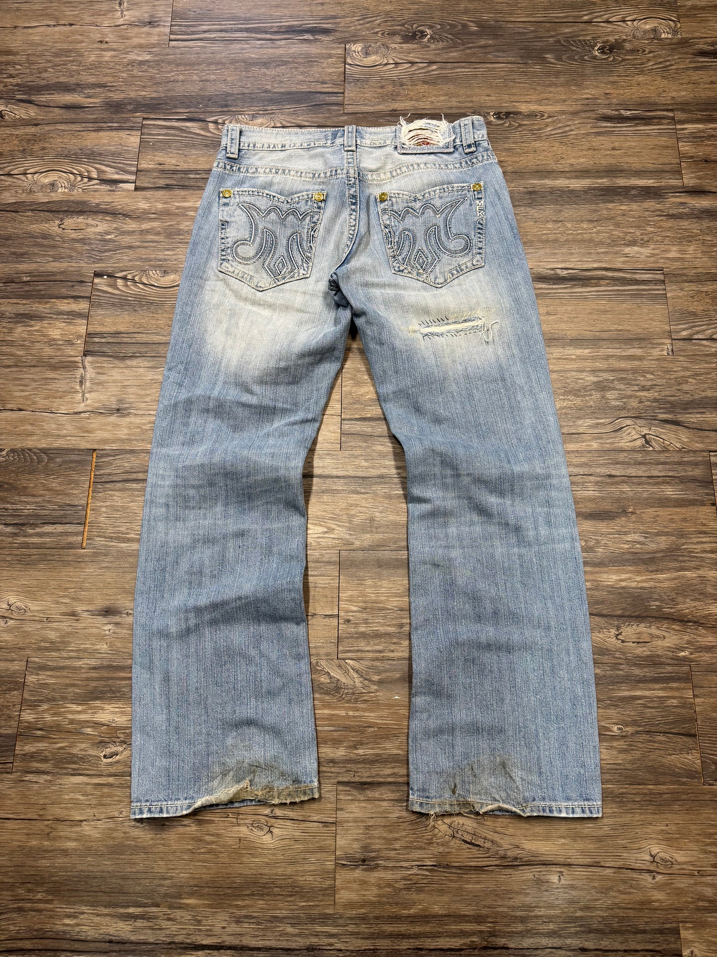Y2K MEK DENIM EMBROIDERED JEANS (34)