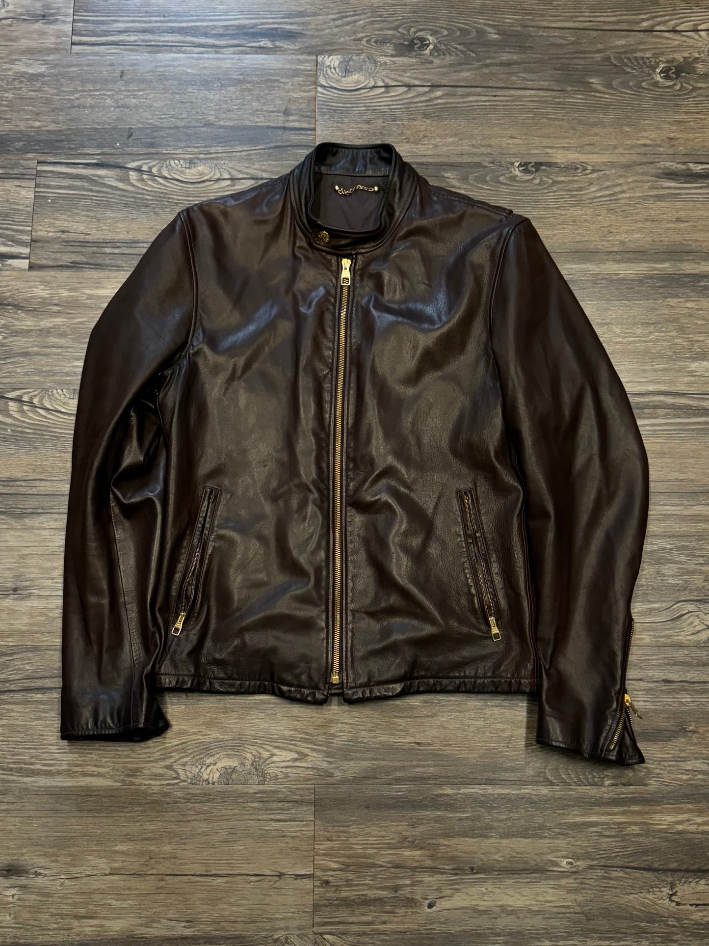 LOUIS VUITTON FITTED LEATHER JACKET (48 M)