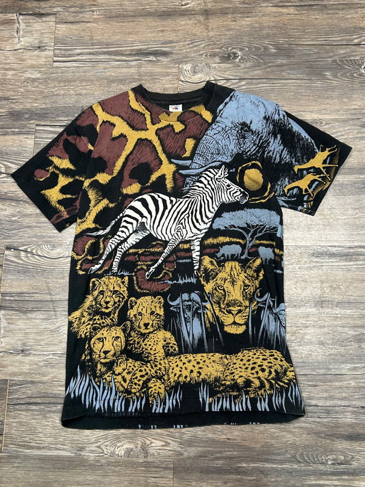 90’S ALL OVER ANIMAL PRINT T-SHIRT (LARGE)