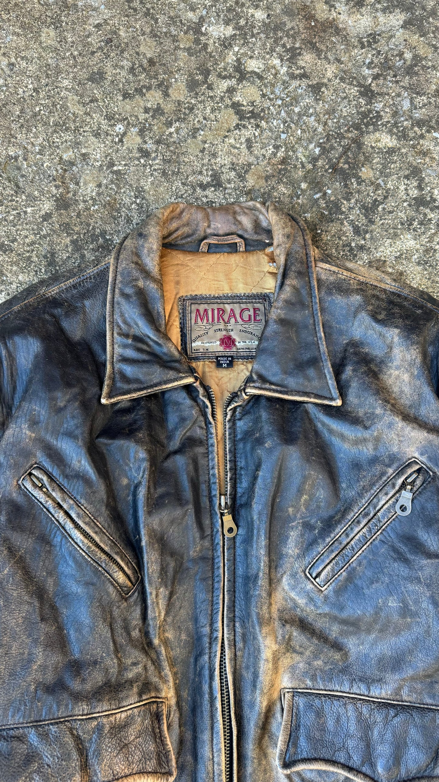 MIRAGE FADED LEATHER JACKET (L)