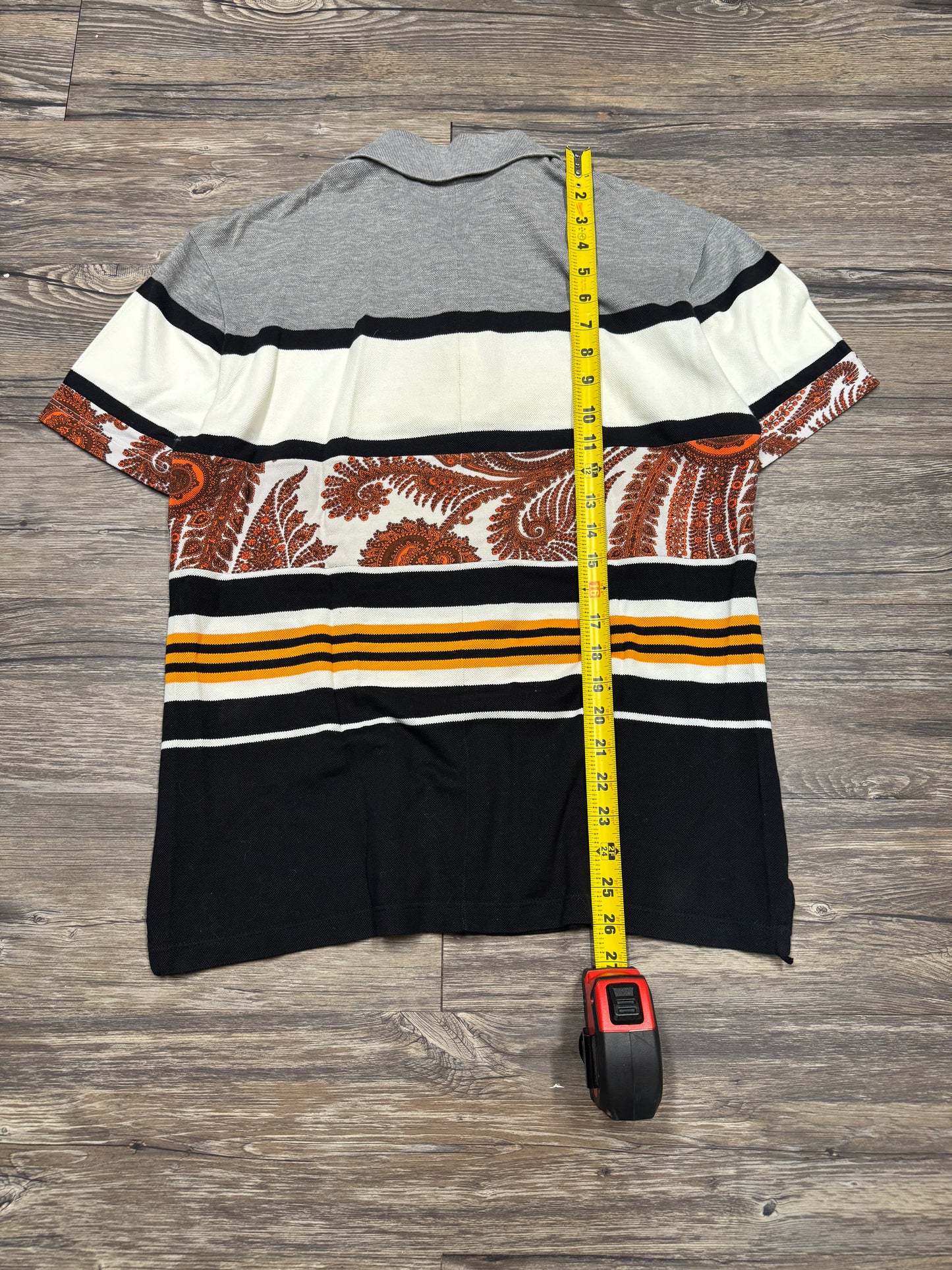 GIVENCHY PAISLEY STRIPED POLO T-SHIRT (M)
