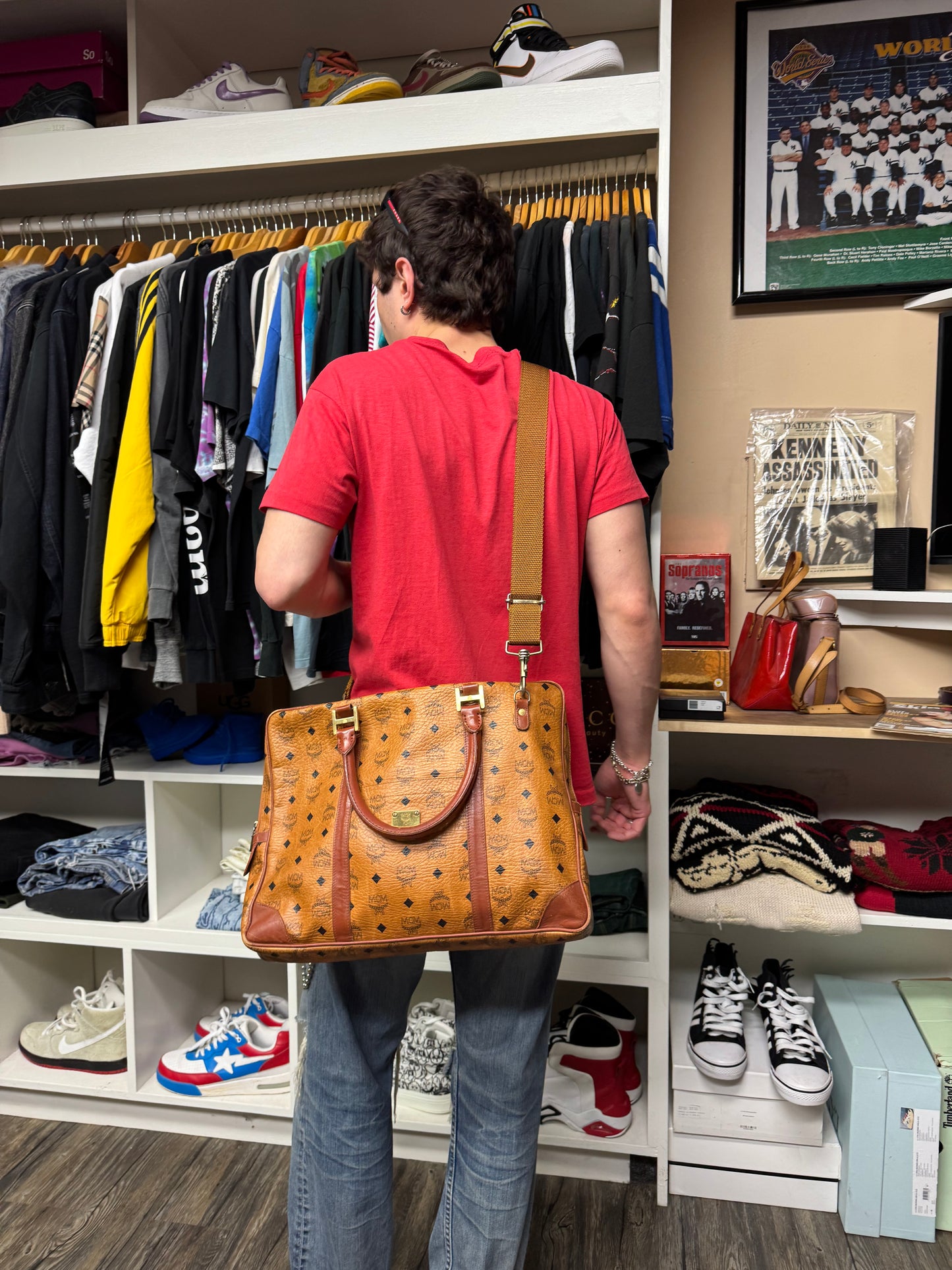 VINTAGE MCM MONOGRAM SHOULDER BAG (OS)