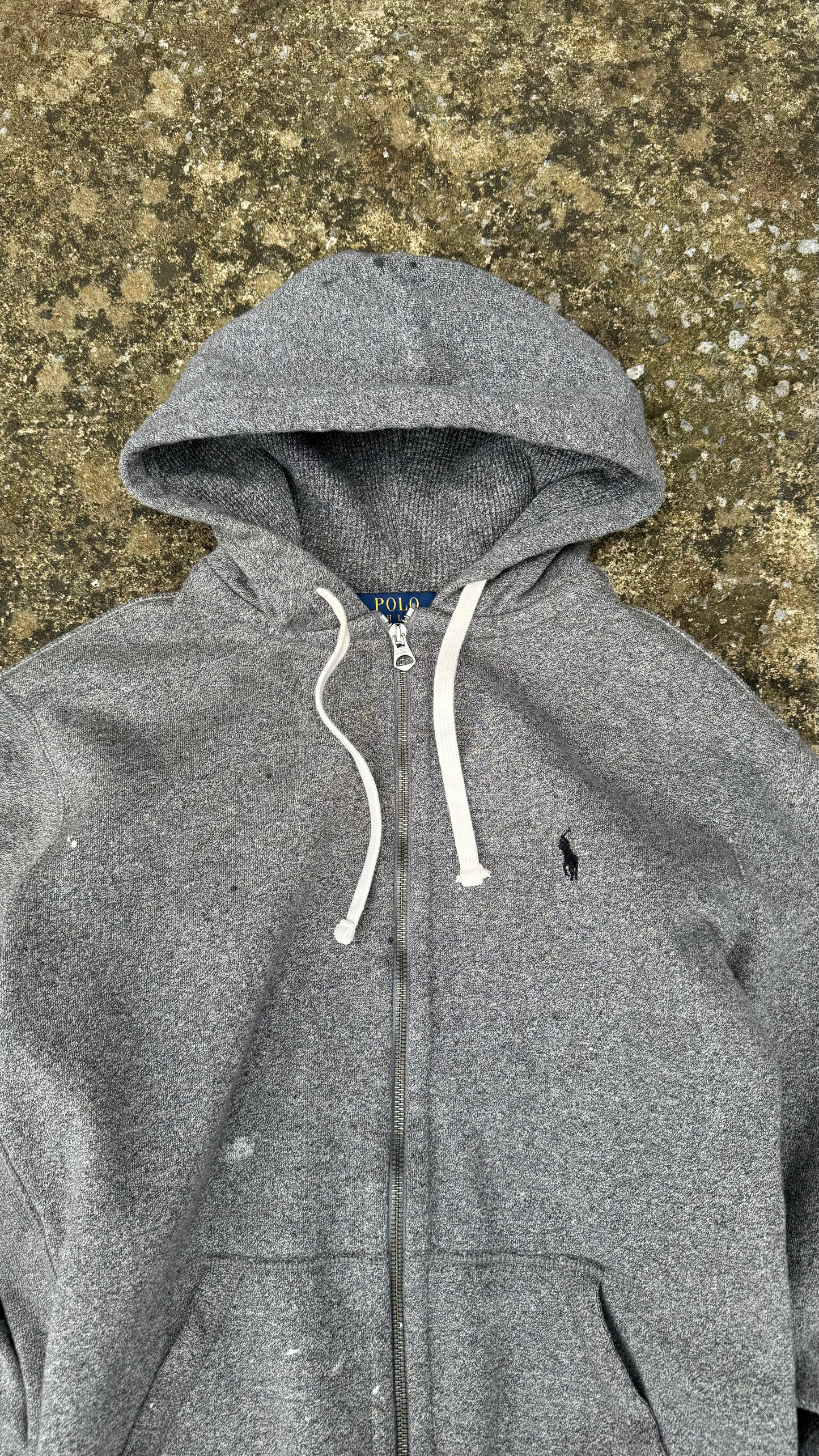 RALPH LAUREN HEATHER GREY PAINT SPLAT ZIP UP (M)
