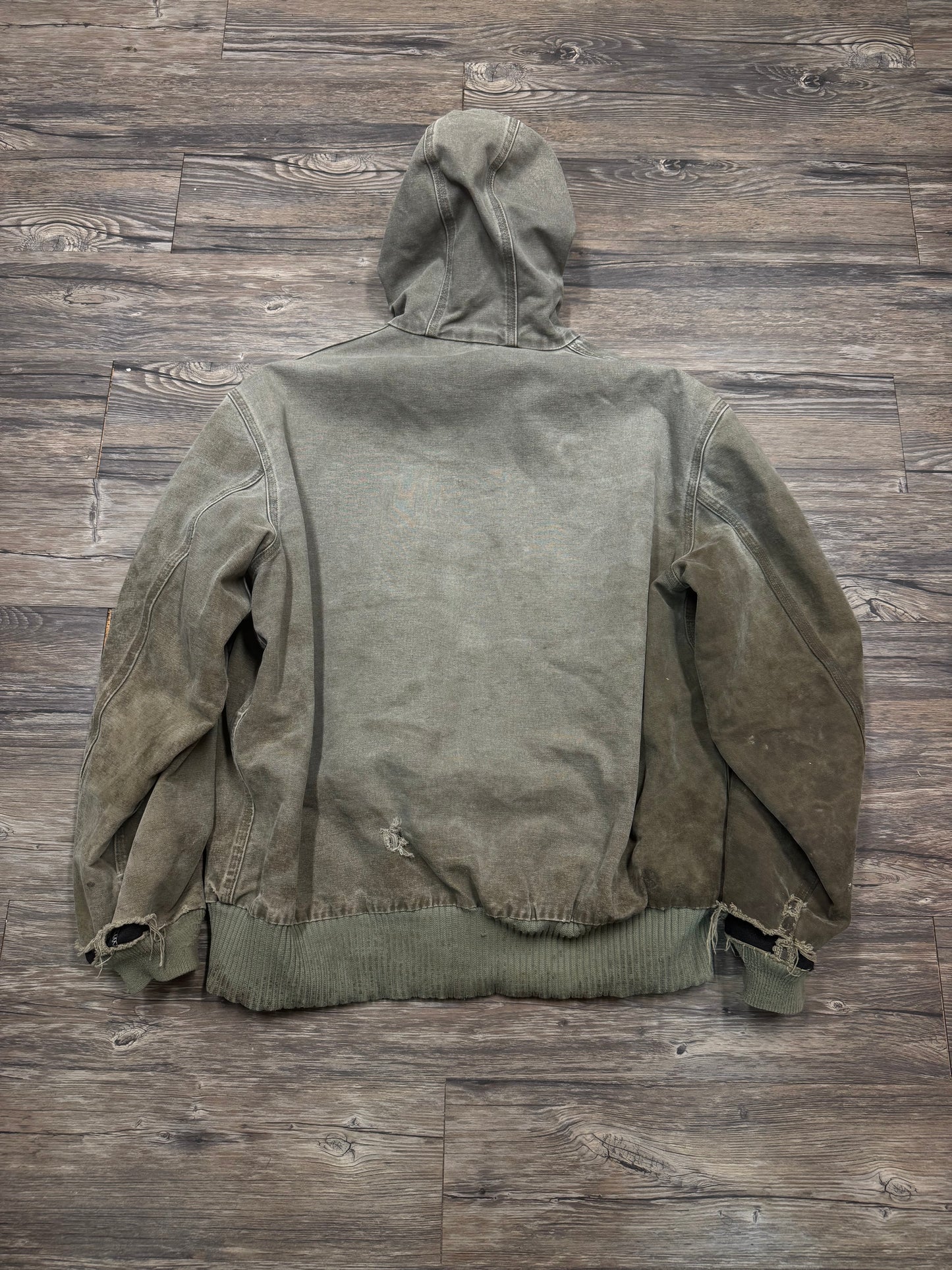 CARHARTT OLIVE DISTRESSED & FADED 2 TONE JACKET (XL)