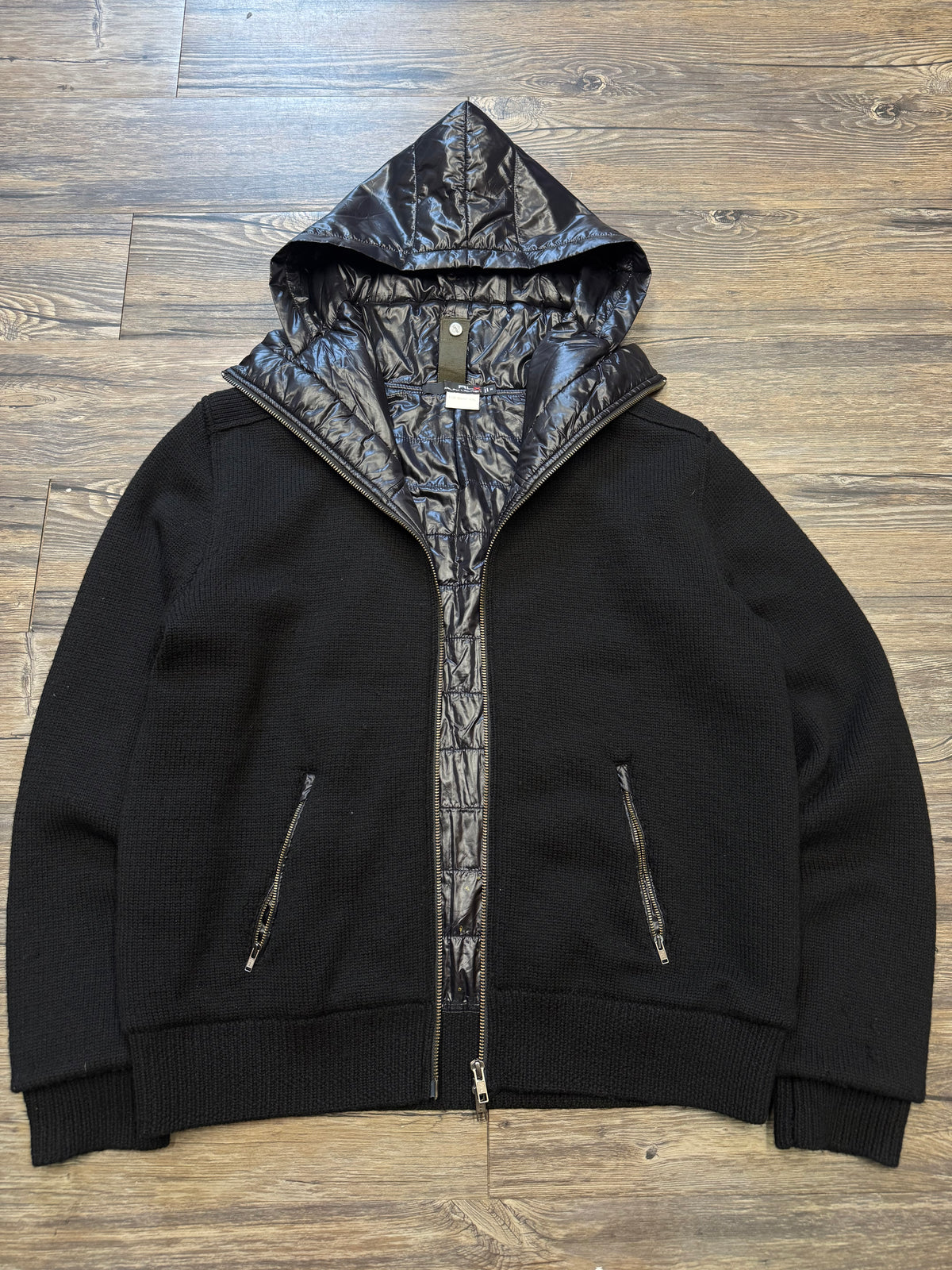 POLO RALPH LAUREN RLX WOOL HYBRID NYLON HOODED ZIP UP JACKET (M)
