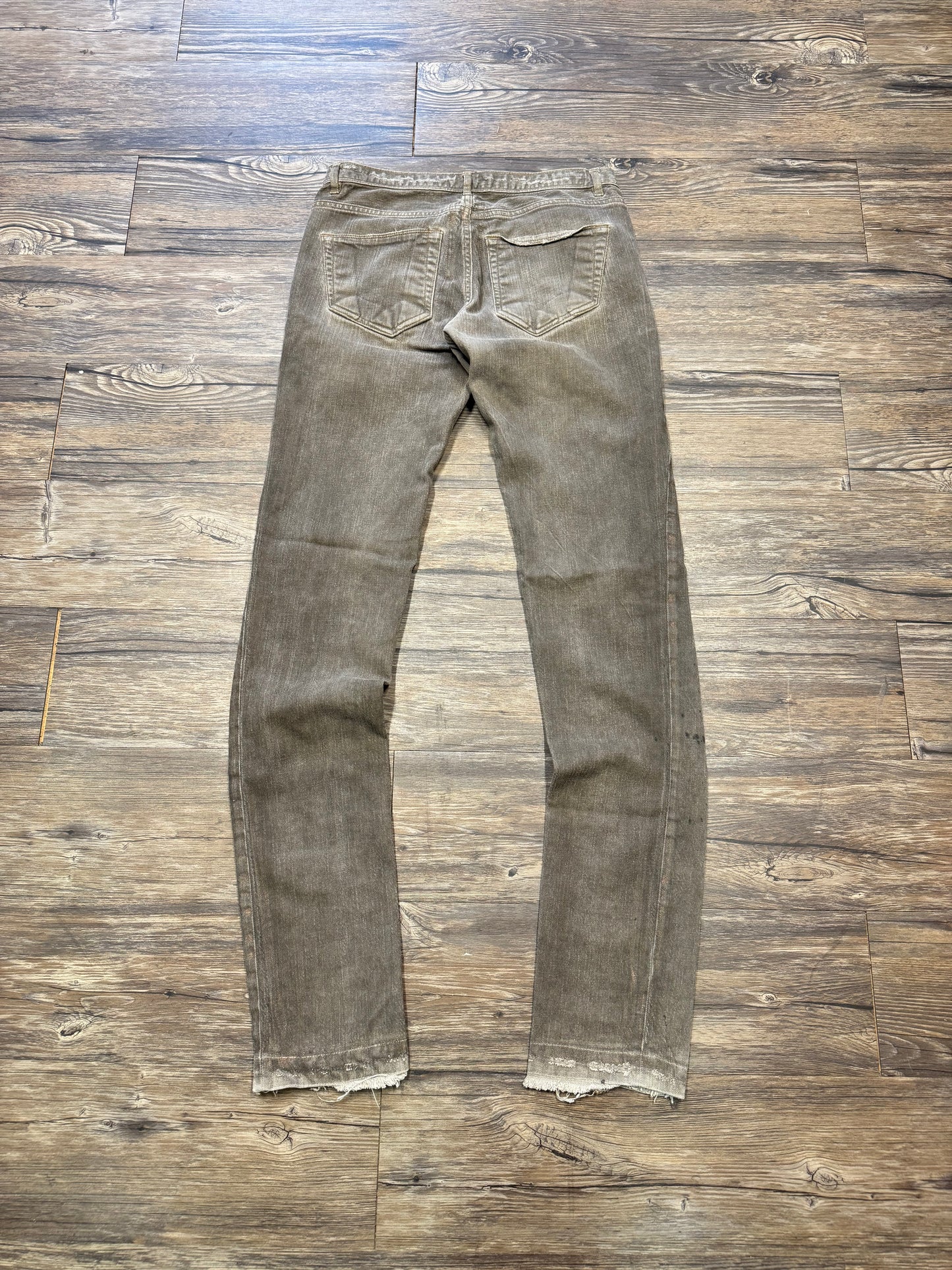 RICK OWENS DETROIT CUT TAN DENIM JEANS (27)