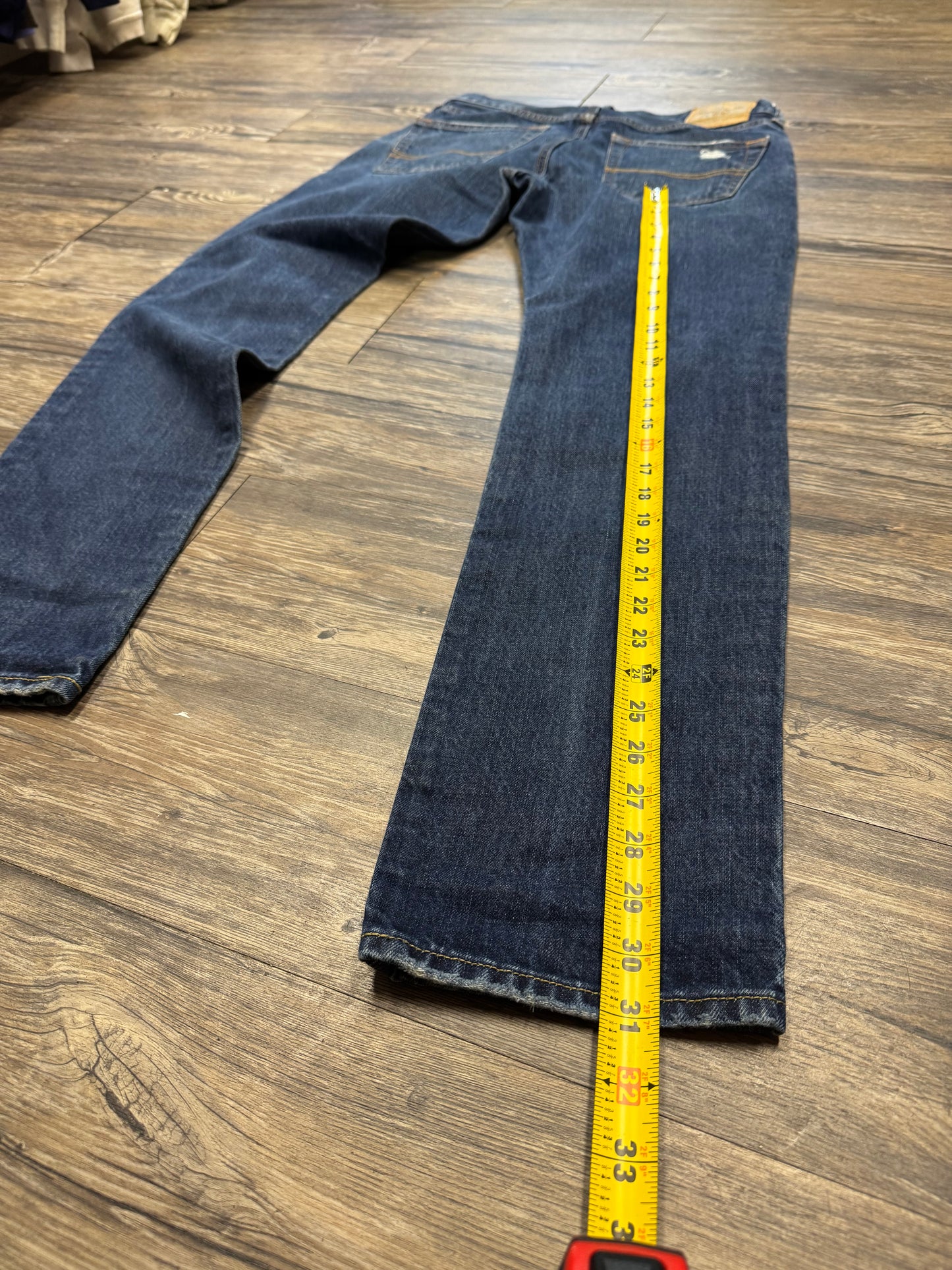 ABERCROMBIE & FITCH SLIMFIT DISTRESSED DARK WASH BLUE JEANS (31x32)