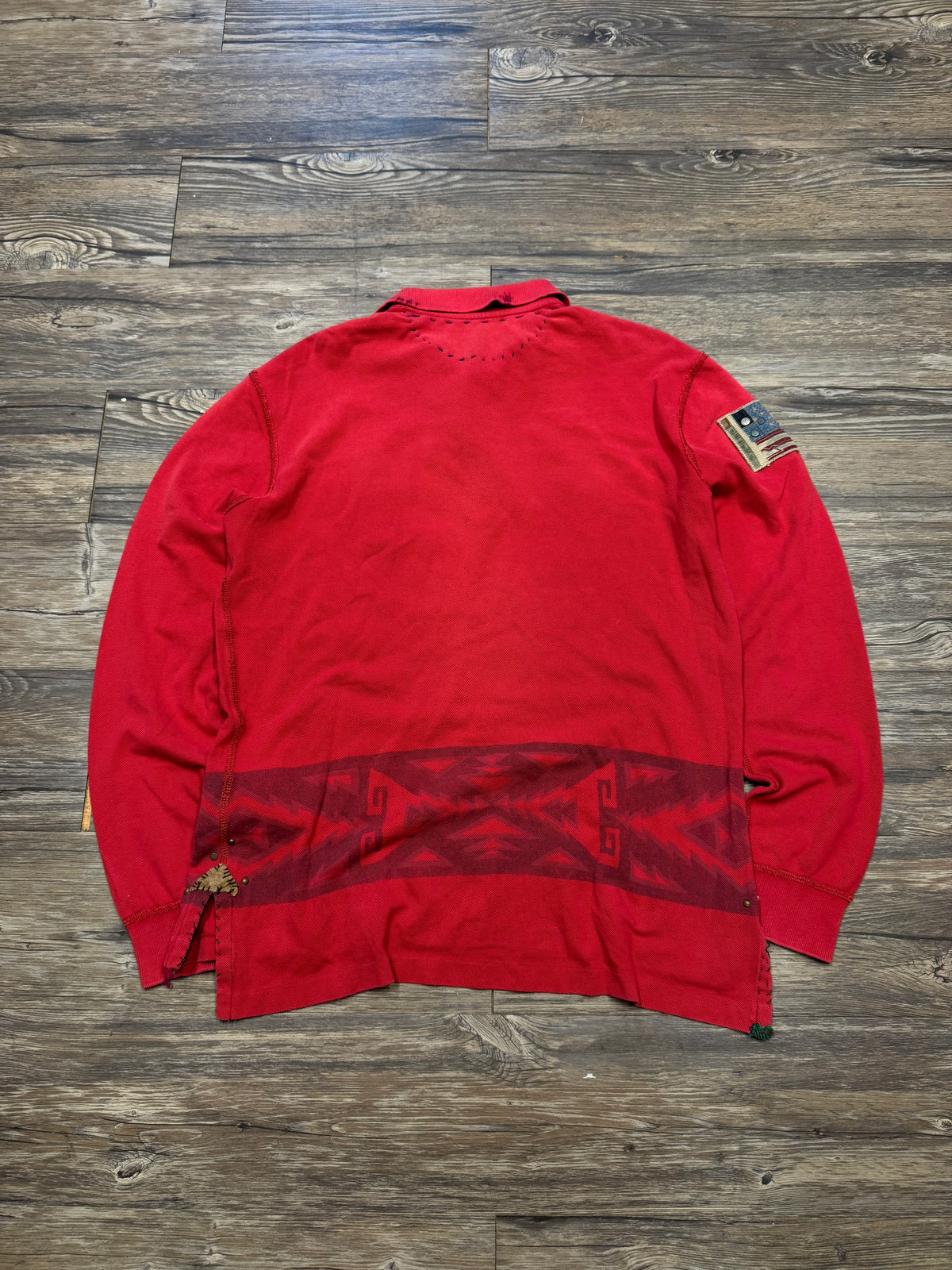 POLO RALPH LAUREN AZTEC FLAG 1/1 LONGSLEEVE POLO (L)