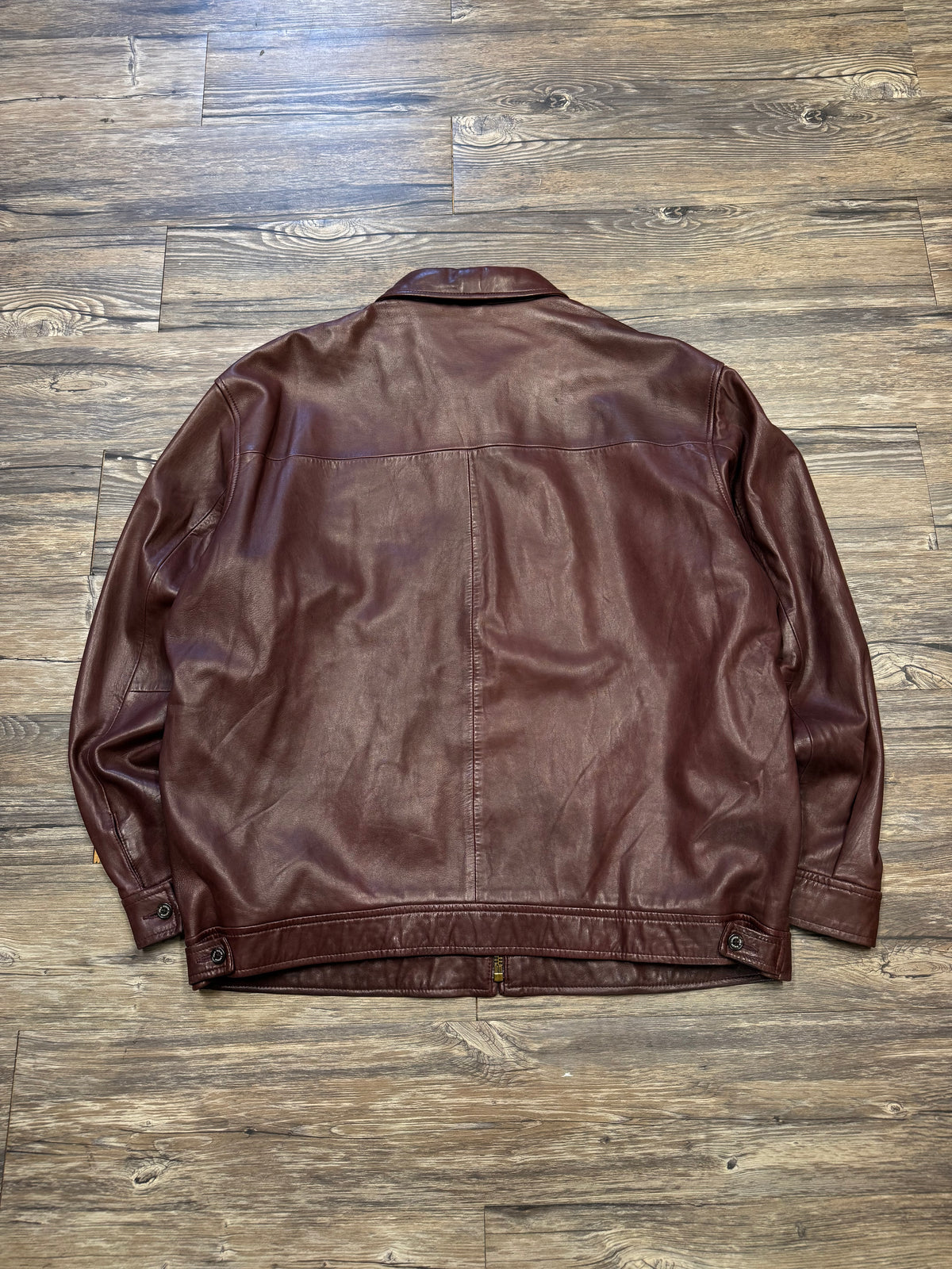 POLO RALPH LAUREN VINTAGE MAROON LEATHER JACKET (XL)