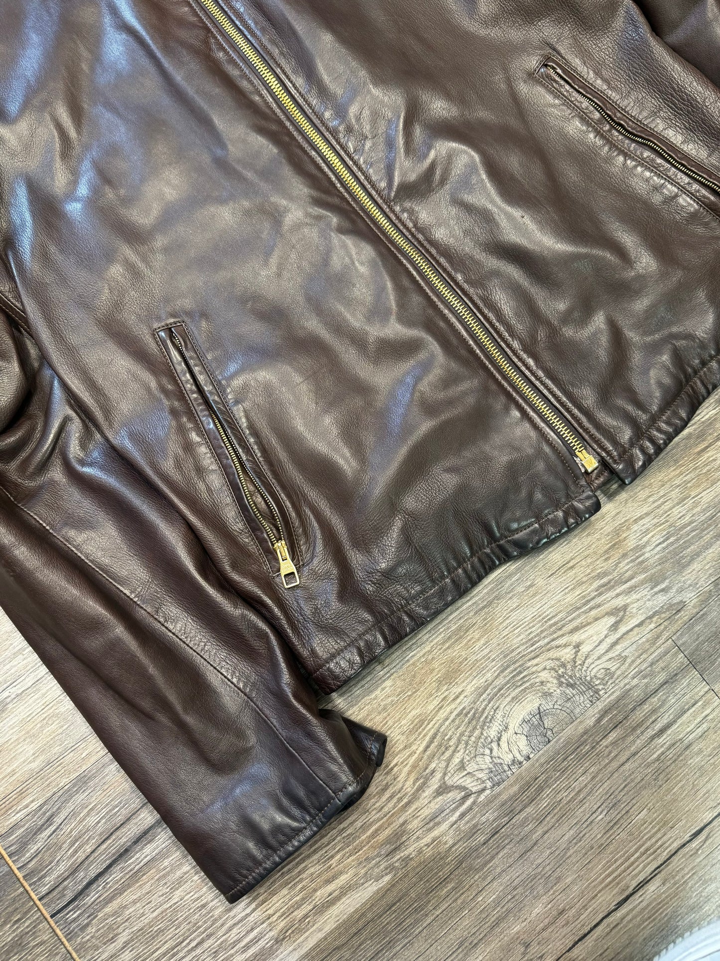 LOUIS VUITTON FITTED LEATHER JACKET (48 M)