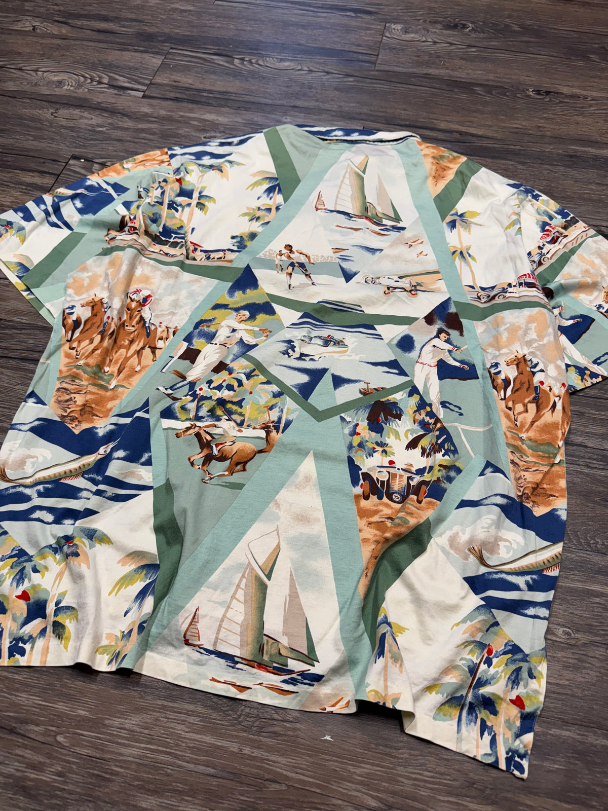 RALPH LAUREN POLO SPORT 1991 TENNIS PRINT POLO (L)