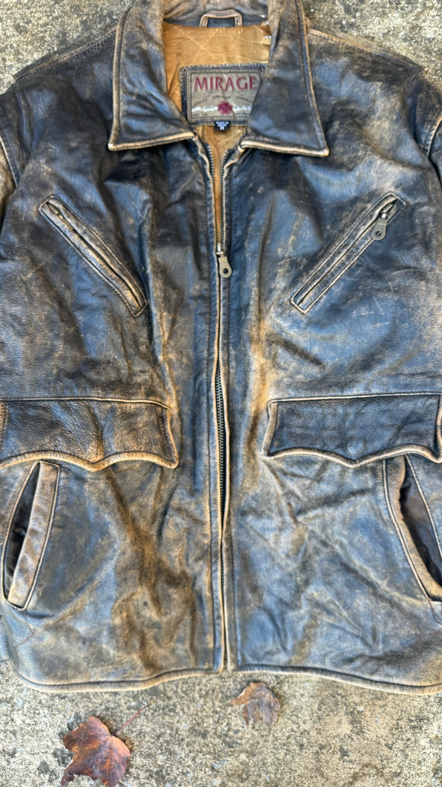 MIRAGE FADED LEATHER JACKET (L)