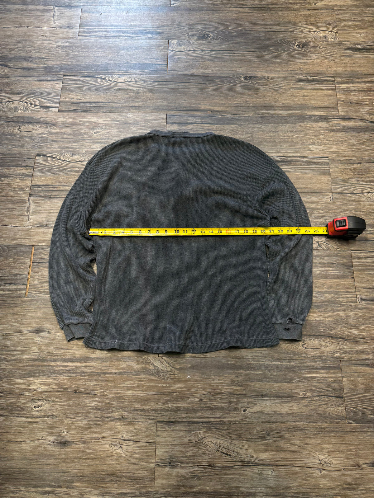 HANES VINTAGE DARK GREY WAFFLE KNIT THERMAL (L)