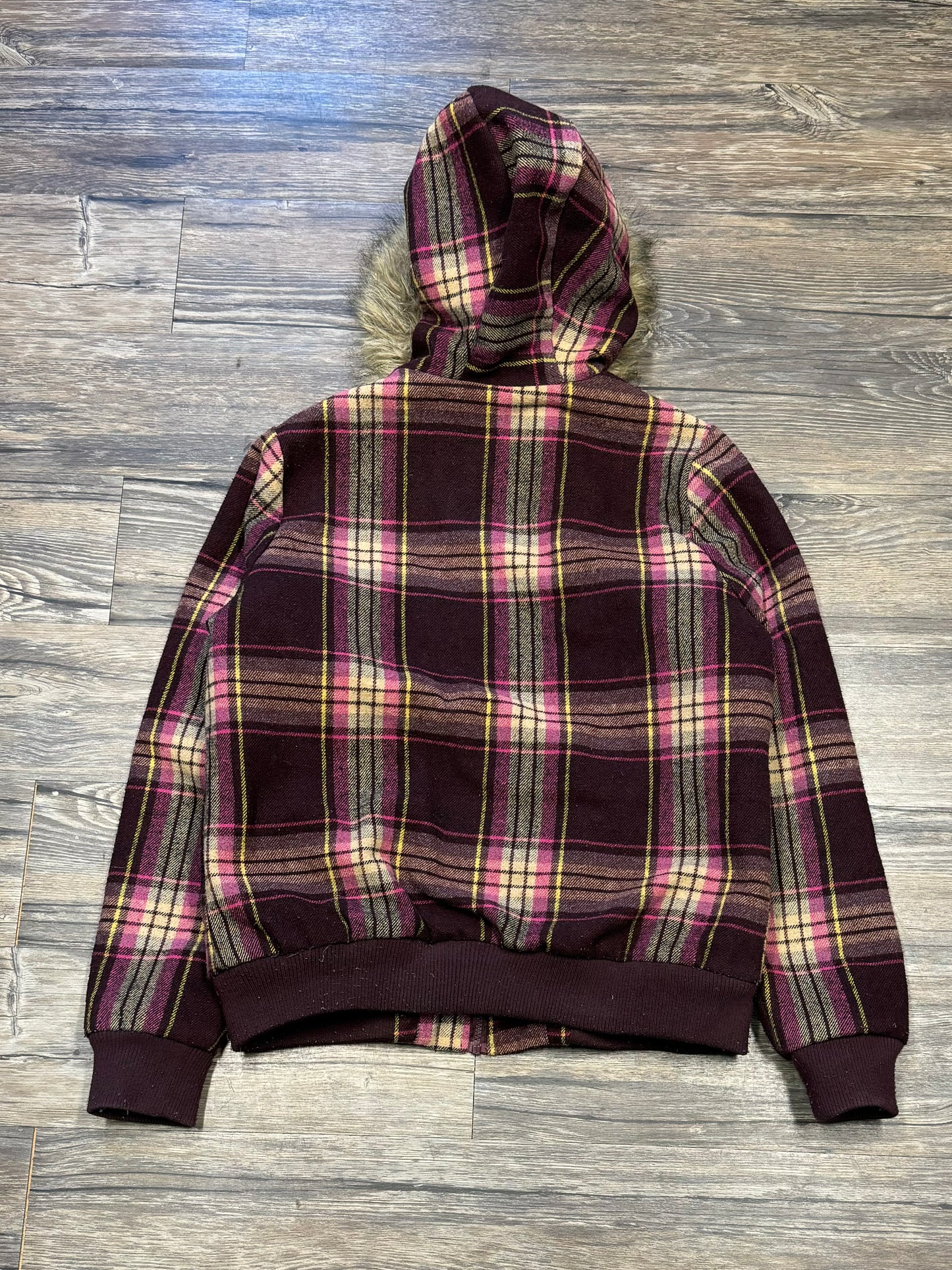 MOSCHINO PLAID FUR HOODIE (M)