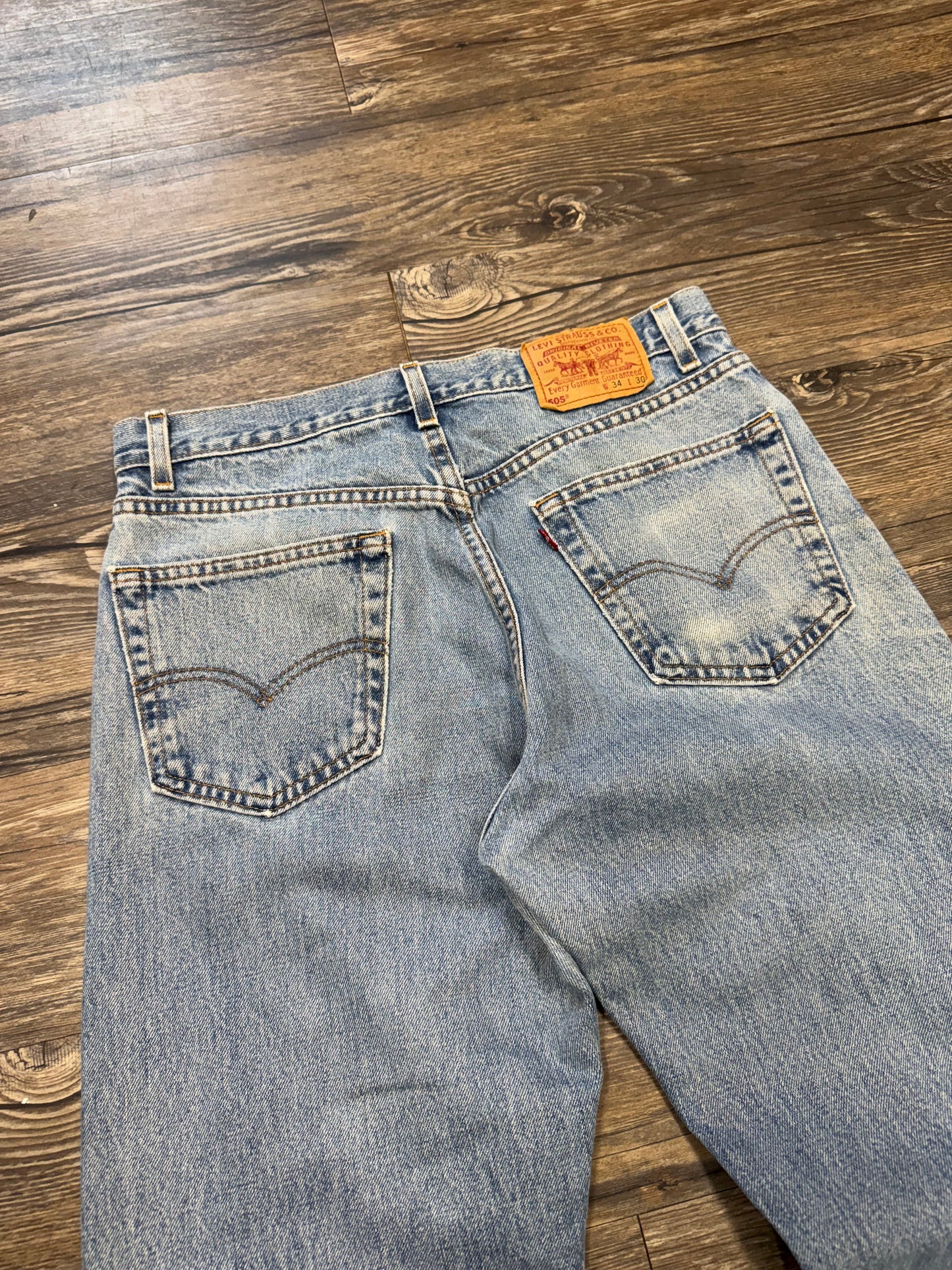 LEVI 505 VINTAGE STRAIGHT LEG BLUE WASH DENIM (34x30)
