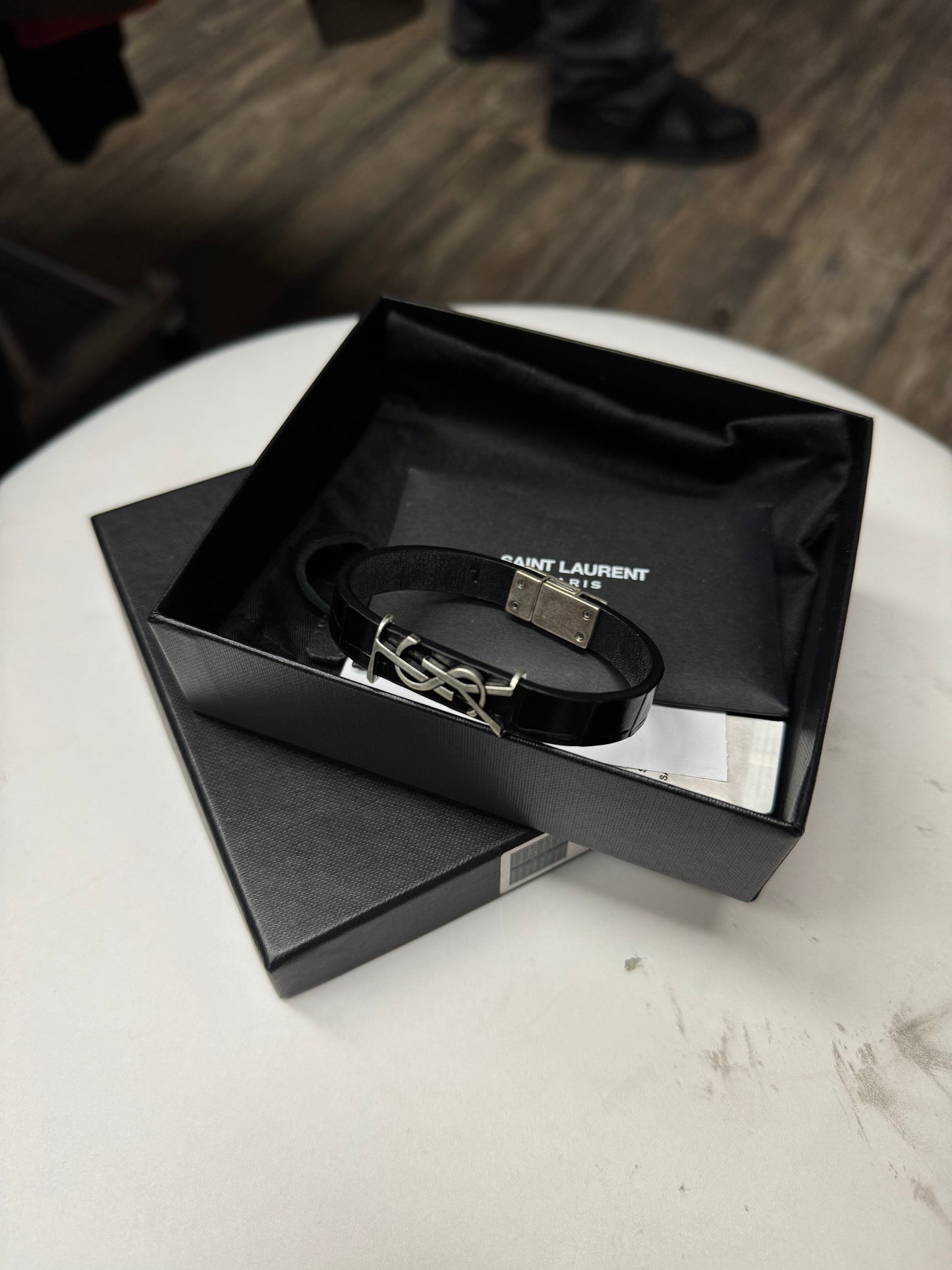 SAINT LAURENT REPTILE PATENT LEATHER BRACELET (7.5)
