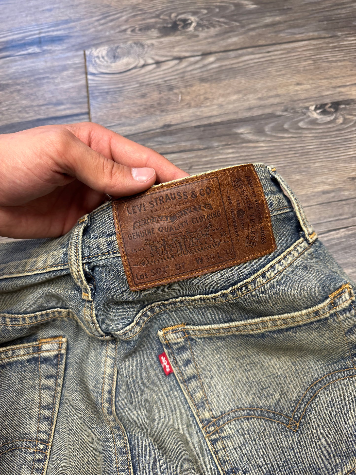 DENIM TEARS X LEVIS 501 WESTERN STITCH INDIGO WASH JEANS (29)