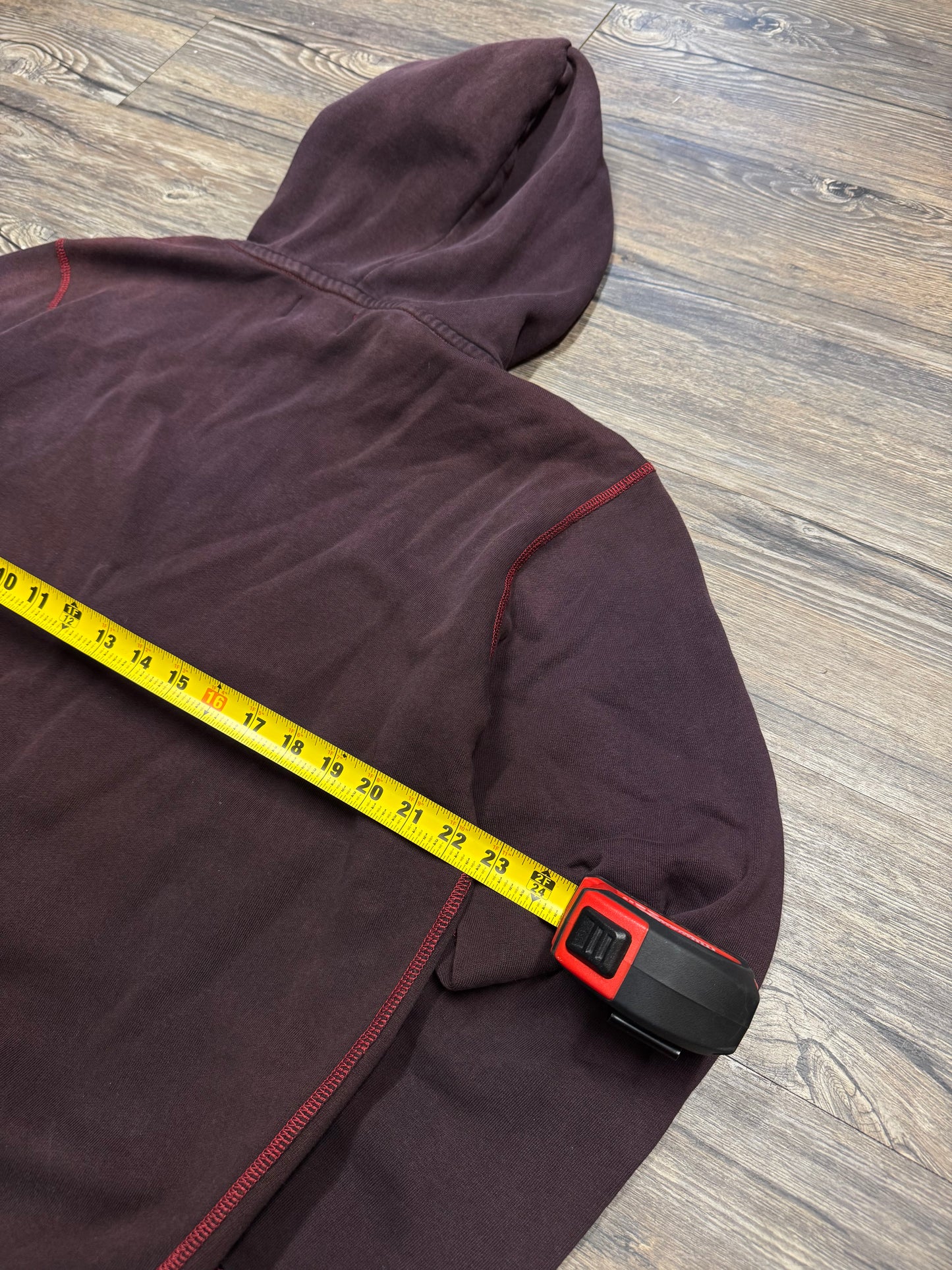 POLO RALPH LAUREN LINED SUNFADED MAROON HOODIE (L)