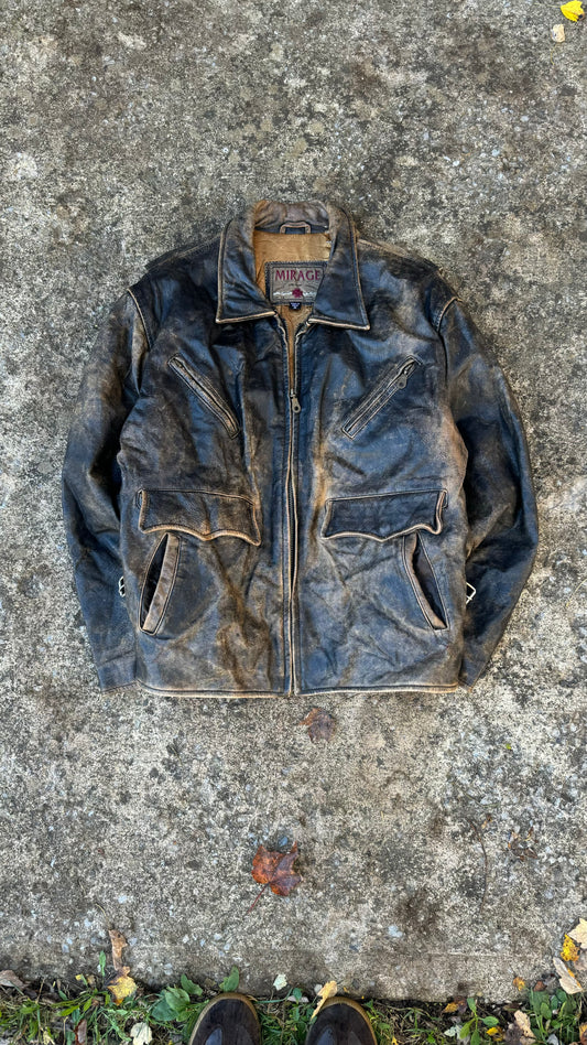 MIRAGE FADED LEATHER JACKET (L)