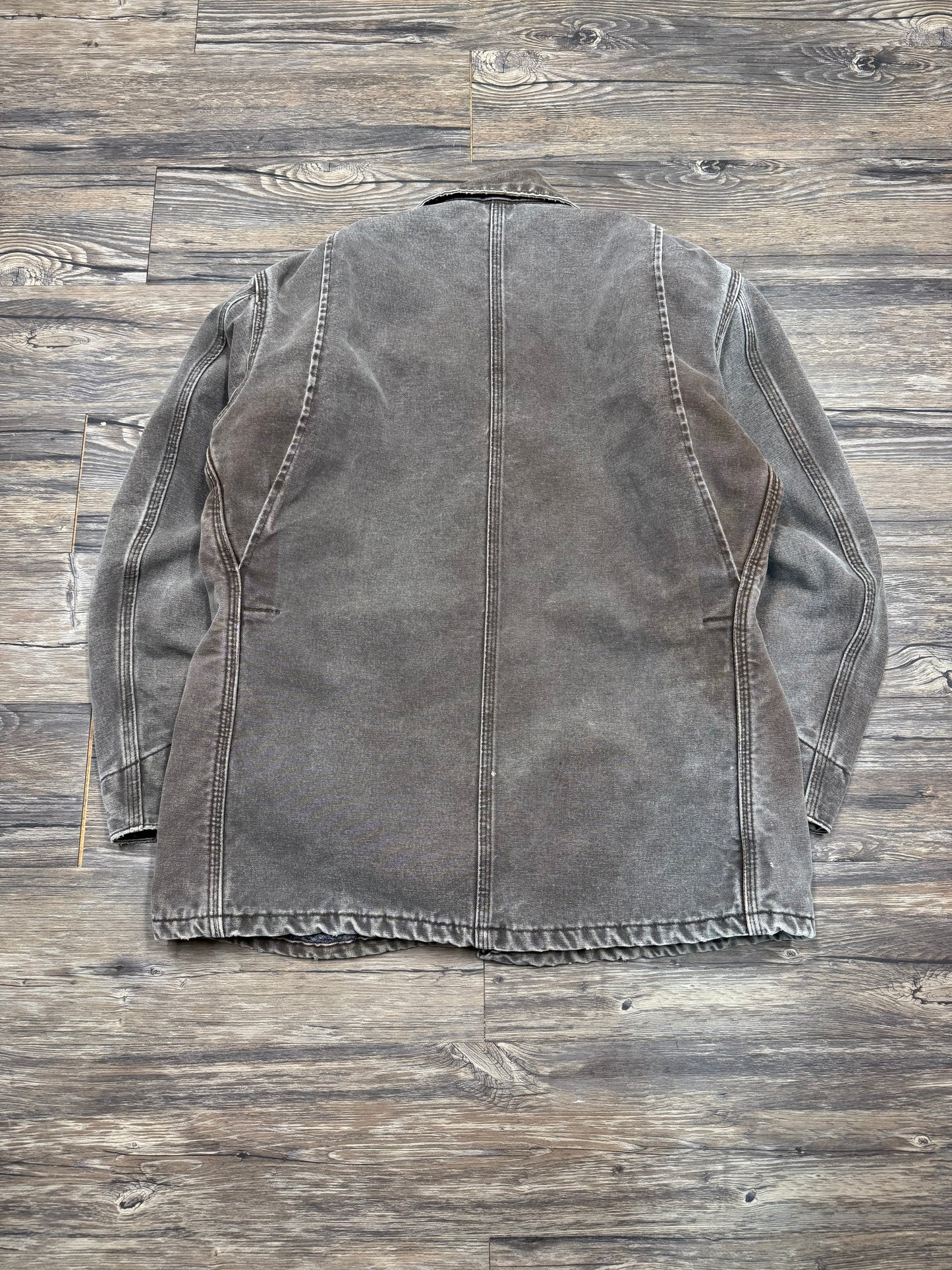 1990s FADED BROWN WOOL LINED SHORE COAT (M)