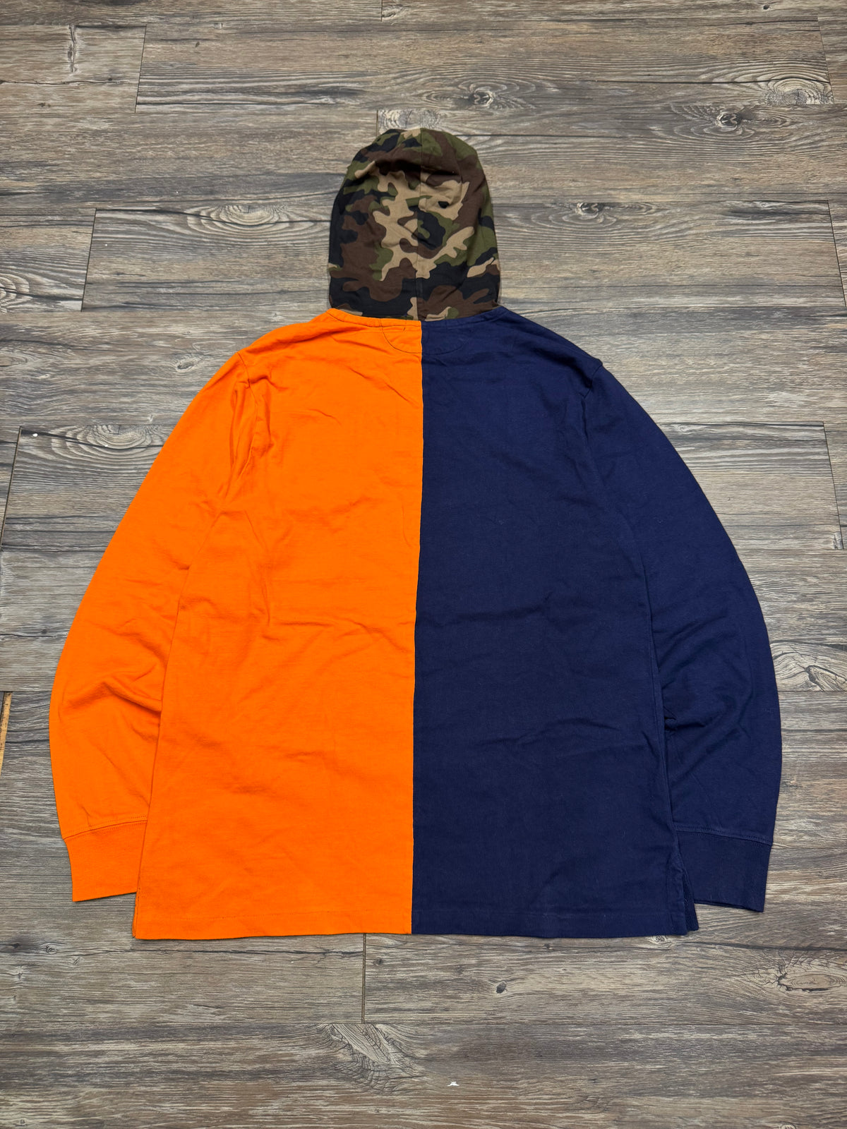POLO RALPH LAUREN BUG PONY HENLEY HOODED COLOR BLOCK SWEATSHIRT (S)