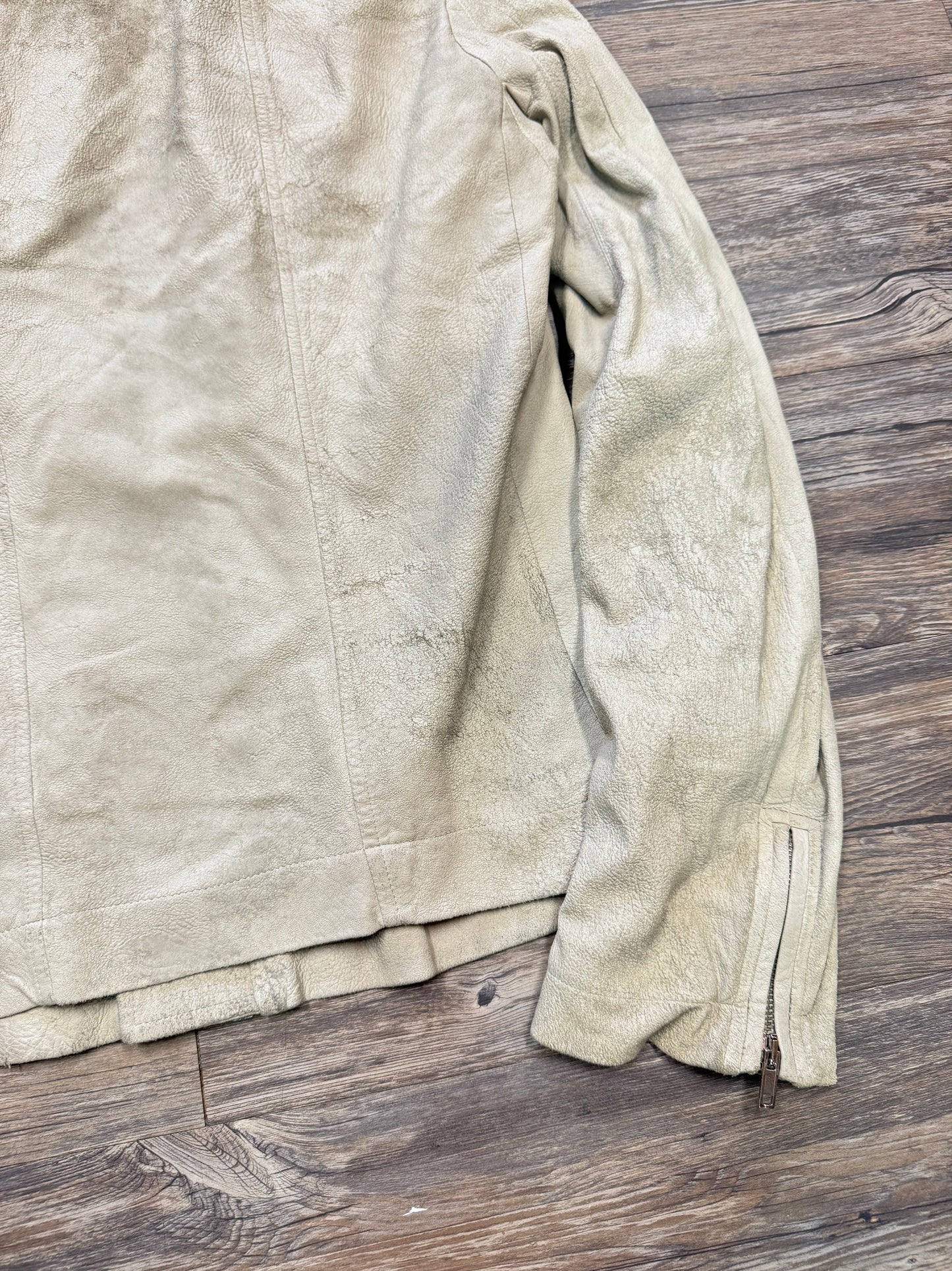 RICK OWENS ASYMMETRIC LEATHER BIKER JACKET (L)