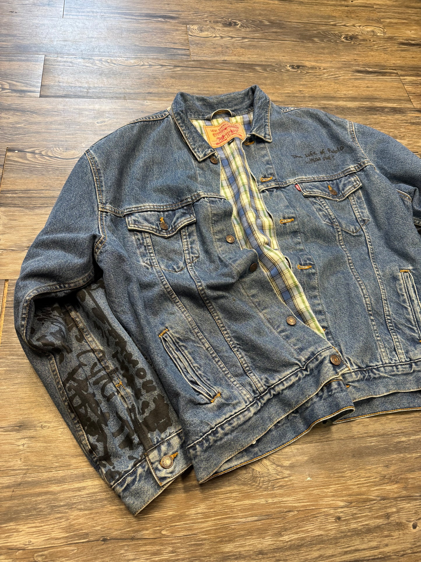 KANYE WEST X LEVI'S VINTAGE NOTEBOOK PLAID LINED DENIM JACKET (XL)