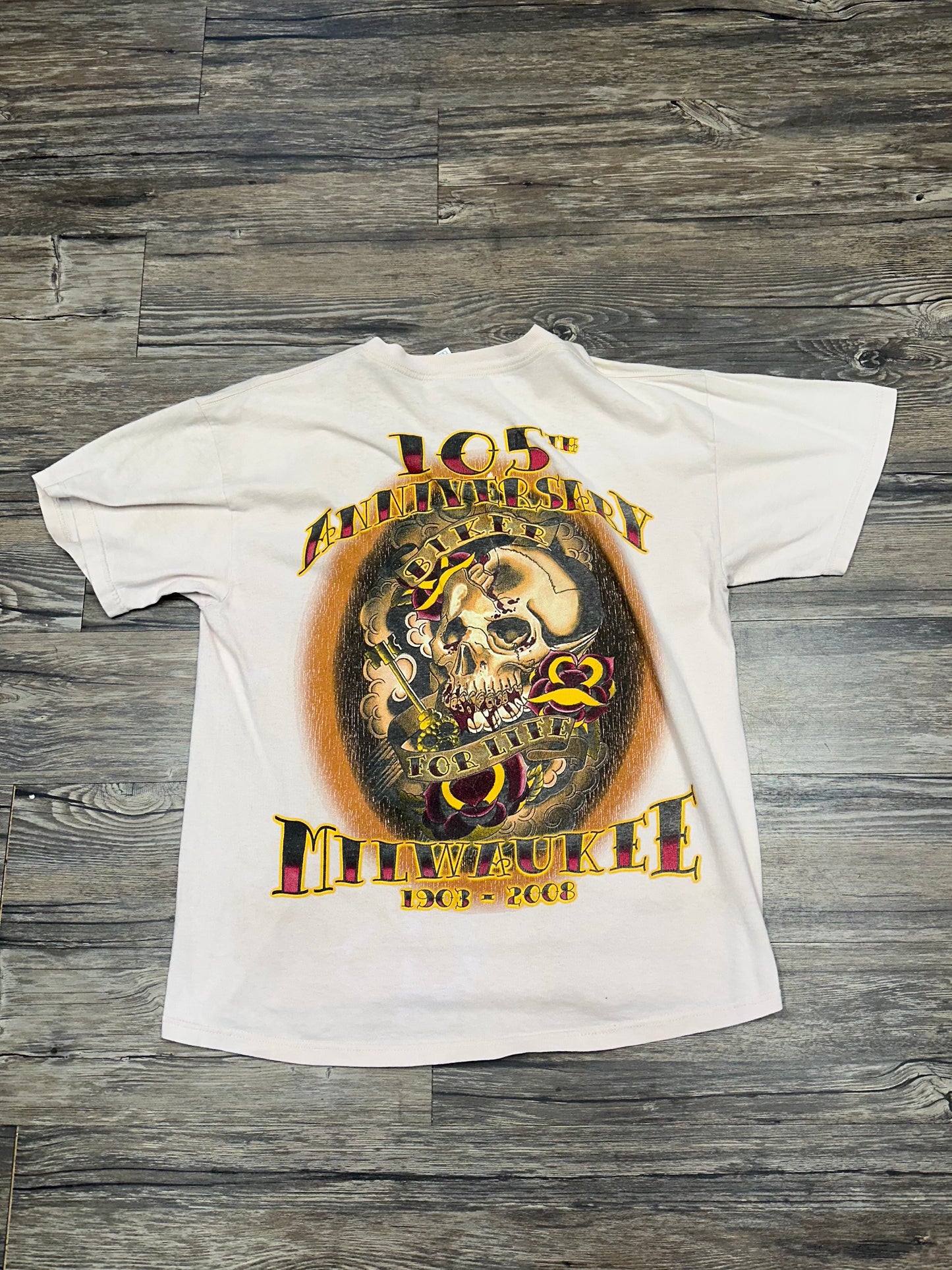 VINTAGE MILWAUKEE BIKERS ANNIVERSARY GRAPHIC T-SHIRT (LARGE)