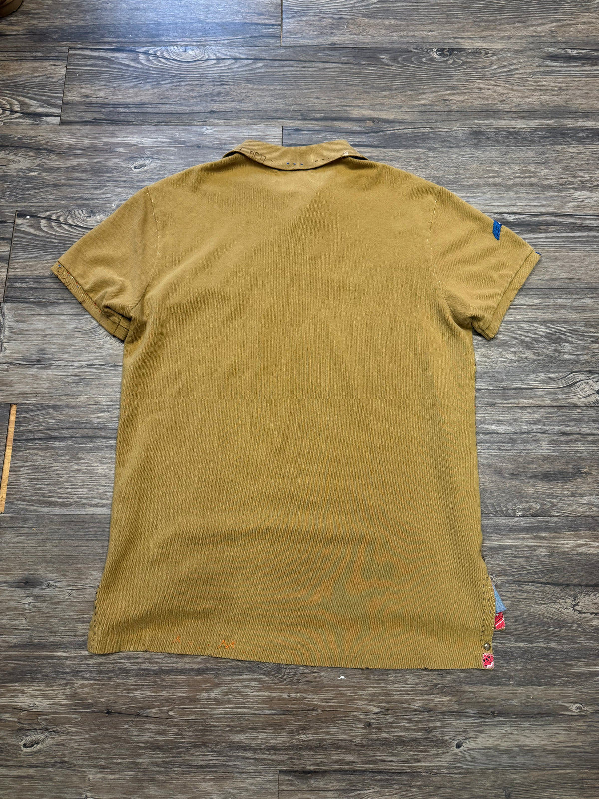 POLO RALPH LAUREN NATIVE AMERICAN SASHIKO STITCH STENCIL POLO SHIRT (M)