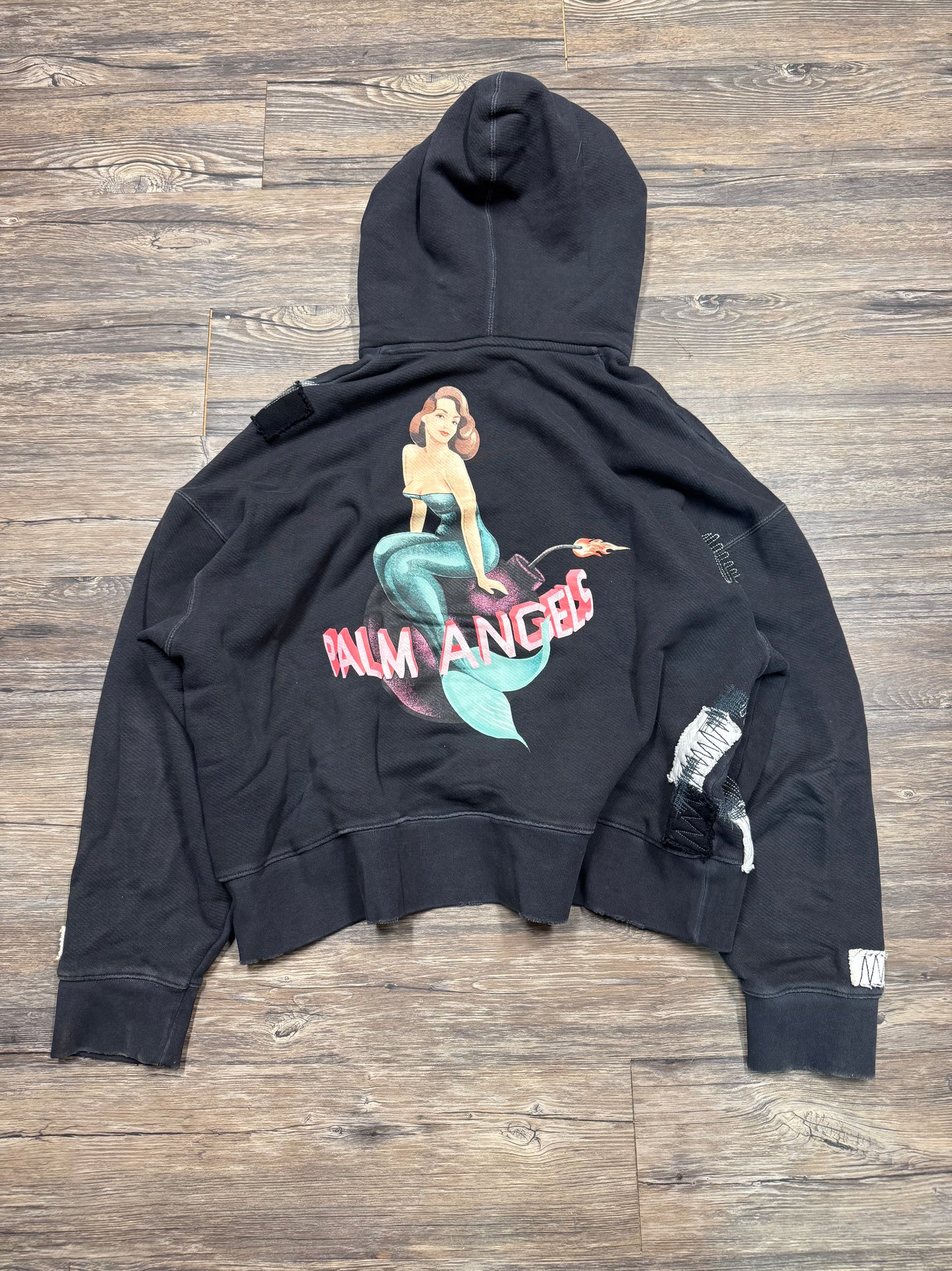 PALM ANGELS MERMAID DOUBLE HOODED SWEATSHIRT (M)