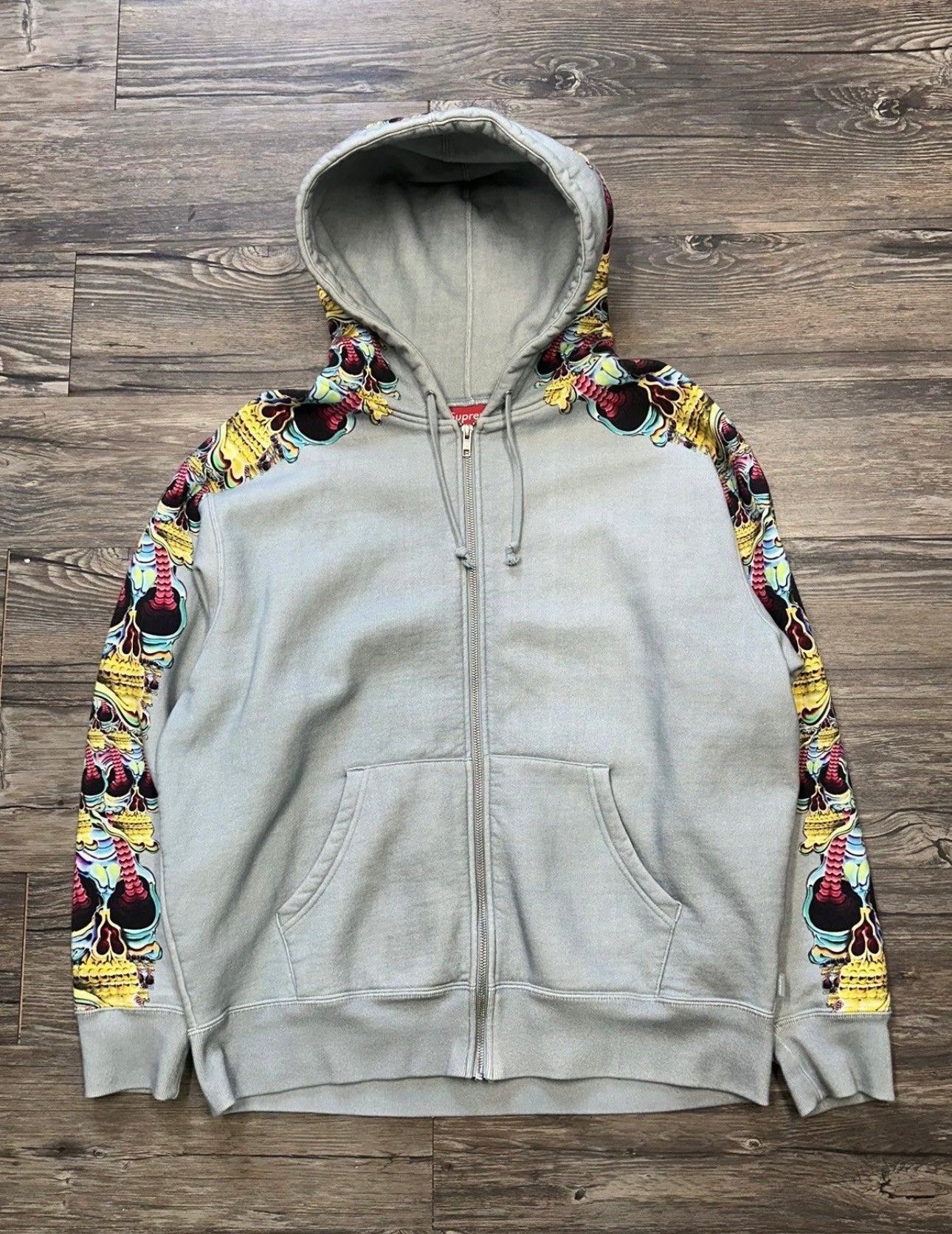 SUPREME EMBROIDERED GRAFITTI ZIP UP HOODIE (MEDIUM)