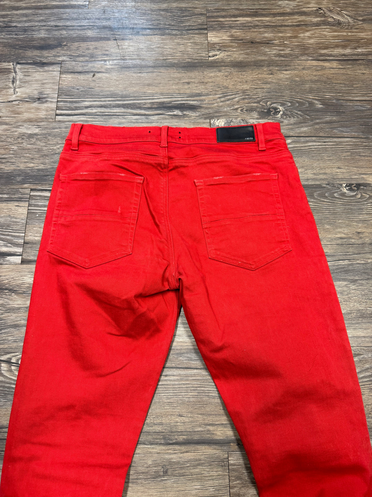 AMIRI MX1 RED DISTRESSED JEANS (34)