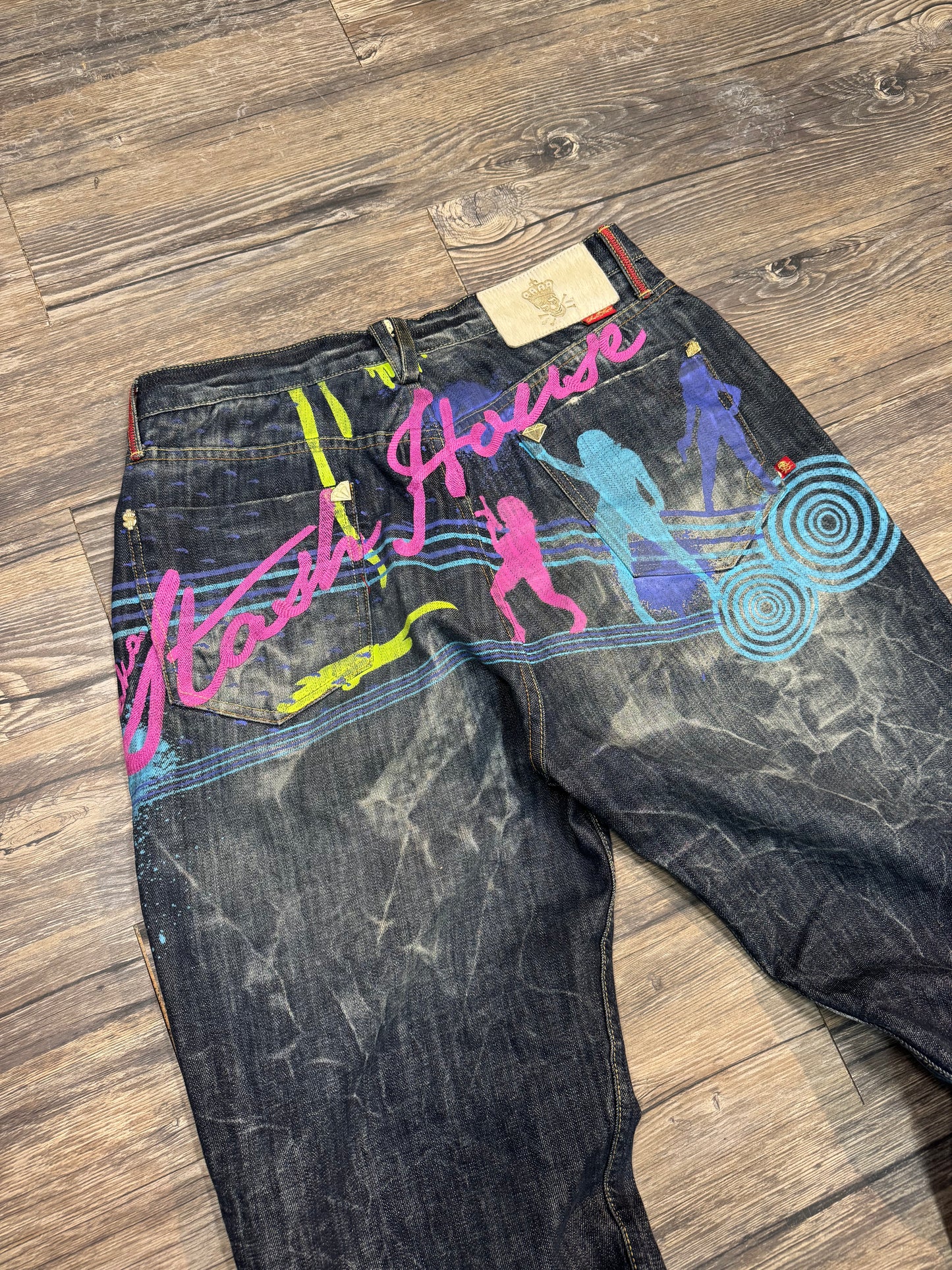 STASH HOUSE STRAIGHT LEG PAINTED JEANS (34)