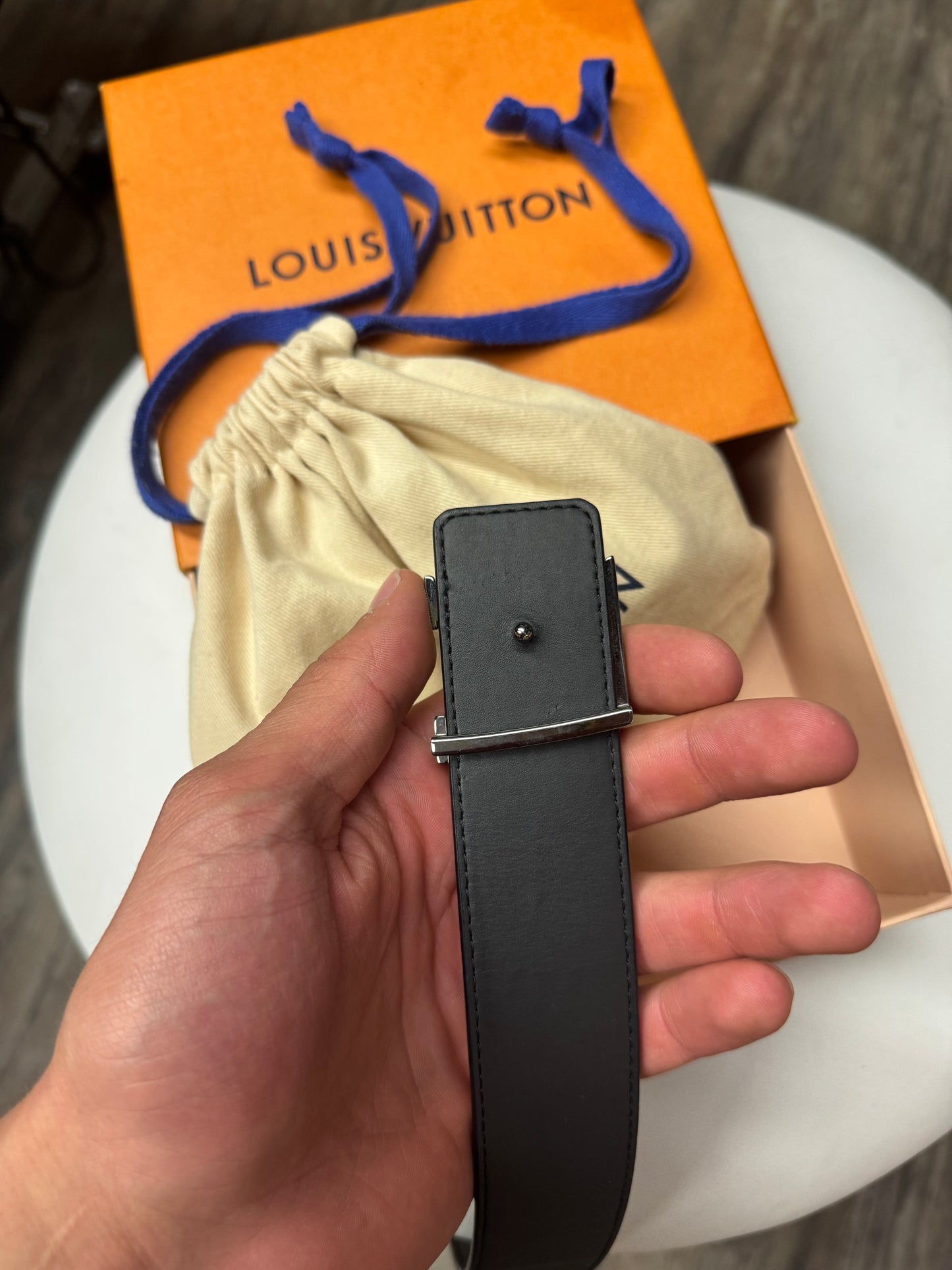 LOUIS VUITTON BLACK MONOGRAM BELT (28-34)
