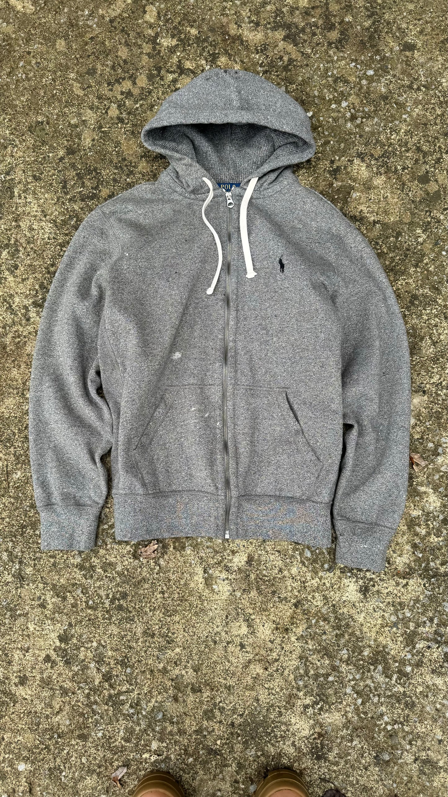 RALPH LAUREN HEATHER GREY PAINT SPLAT ZIP UP (M)