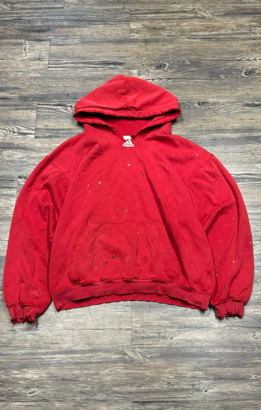 2000’s ADIDAS DISTRESSED PAINT SPLATTER HOODIE (LARGE)