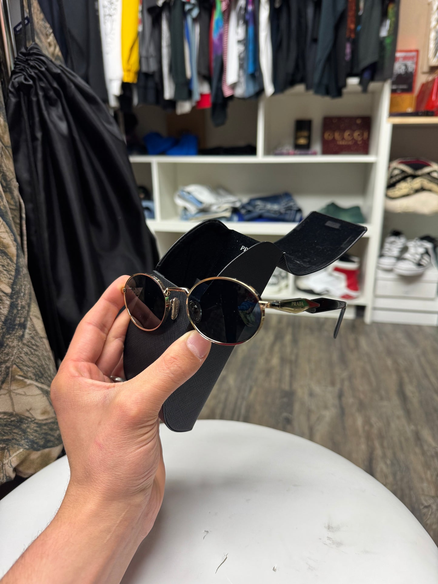 PRADA PR 65ZS GOLD OVAL SUNGLASSES (OS)