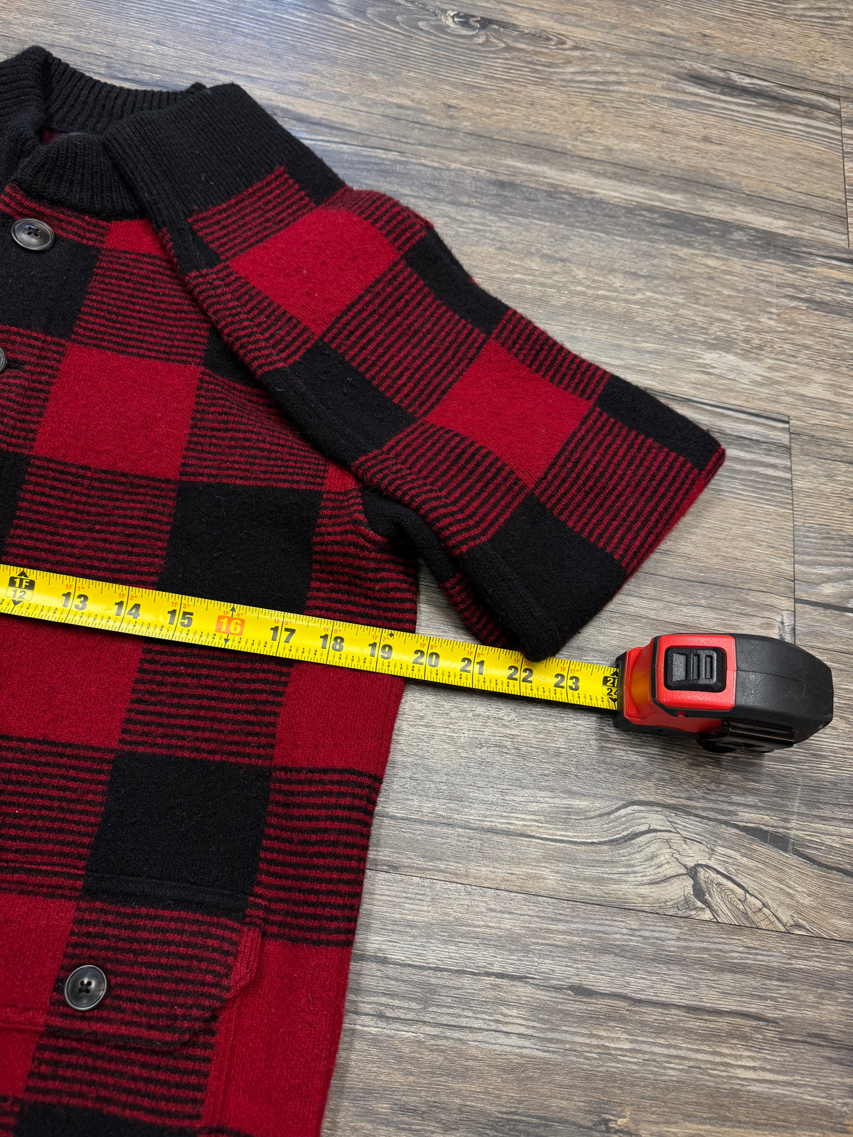 RRL BUFFALO PLAID ZIP UP WOOL SWEATER (M)