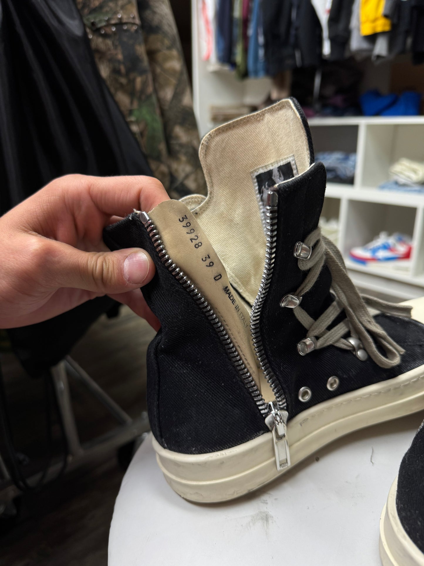 RICK OWENS DRKSHDW HEXA RAMONE HI-TOP SNEAKERS (39)
