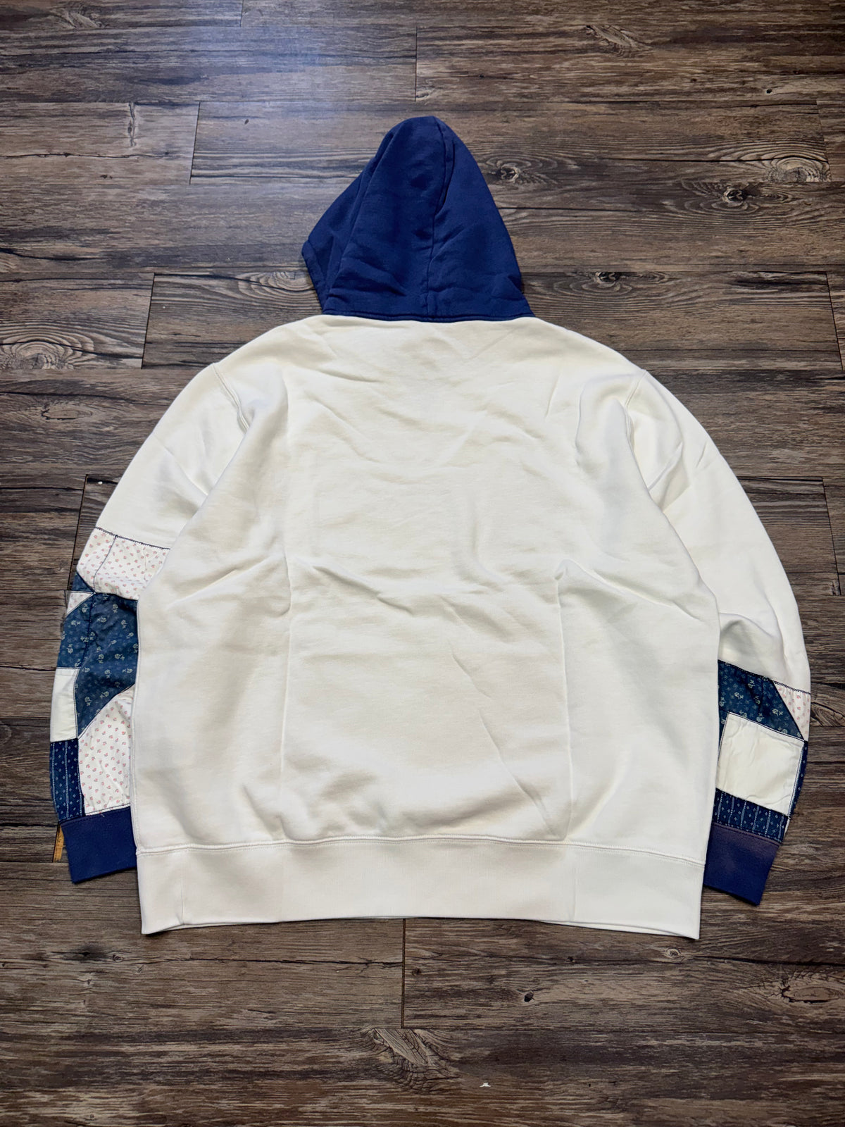 POLO RALPH LAUREN DISTRESSED PATCHWORK FLEECE HOODIE (XXL)