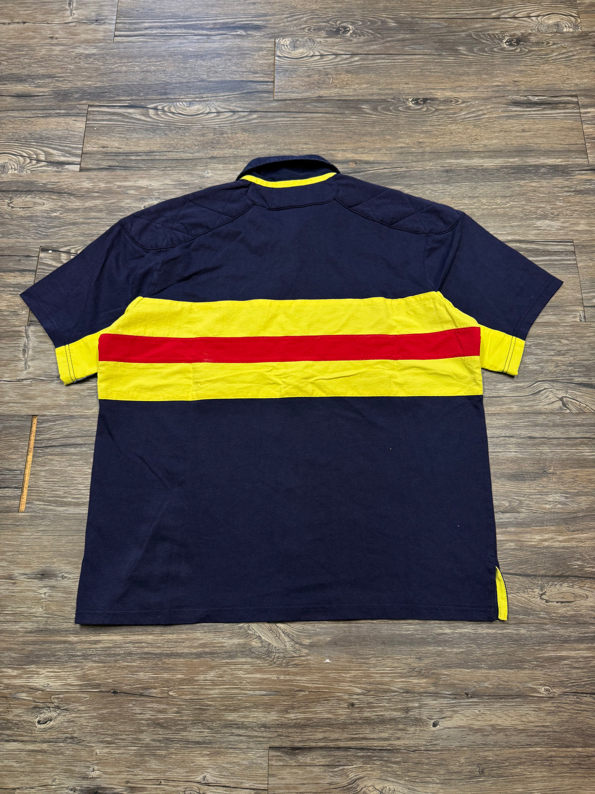 POLO RALPH LAUREN SPORT STRIPED NYLON HYBRID POLO SHIRT (L)