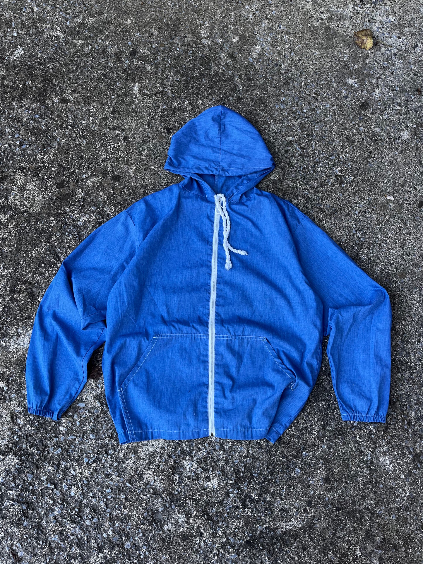 VINTAGE 1960S WOVEN COTTON ZIPUP HOODIE (L)