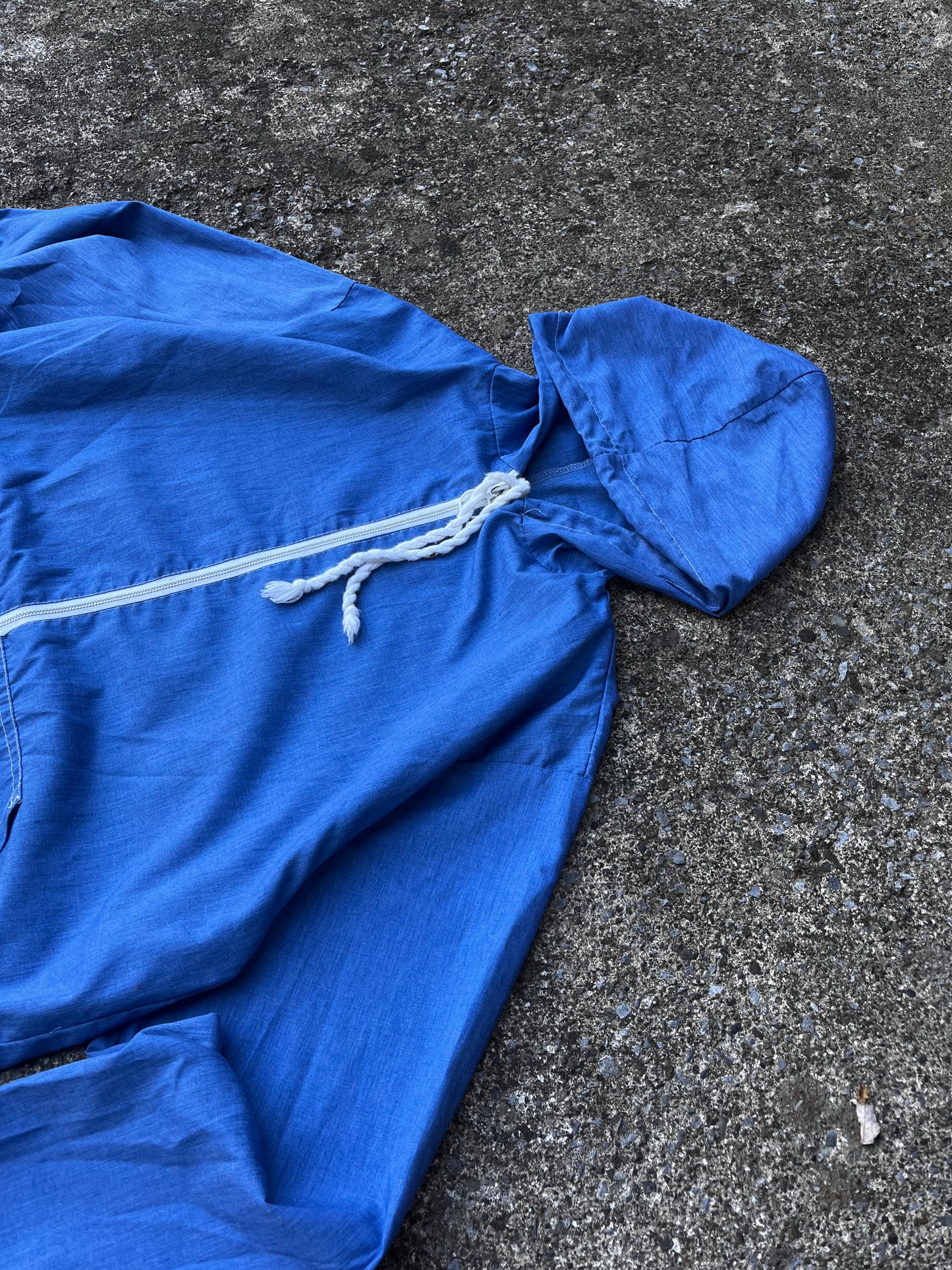 VINTAGE 1960S WOVEN COTTON ZIPUP HOODIE (L)