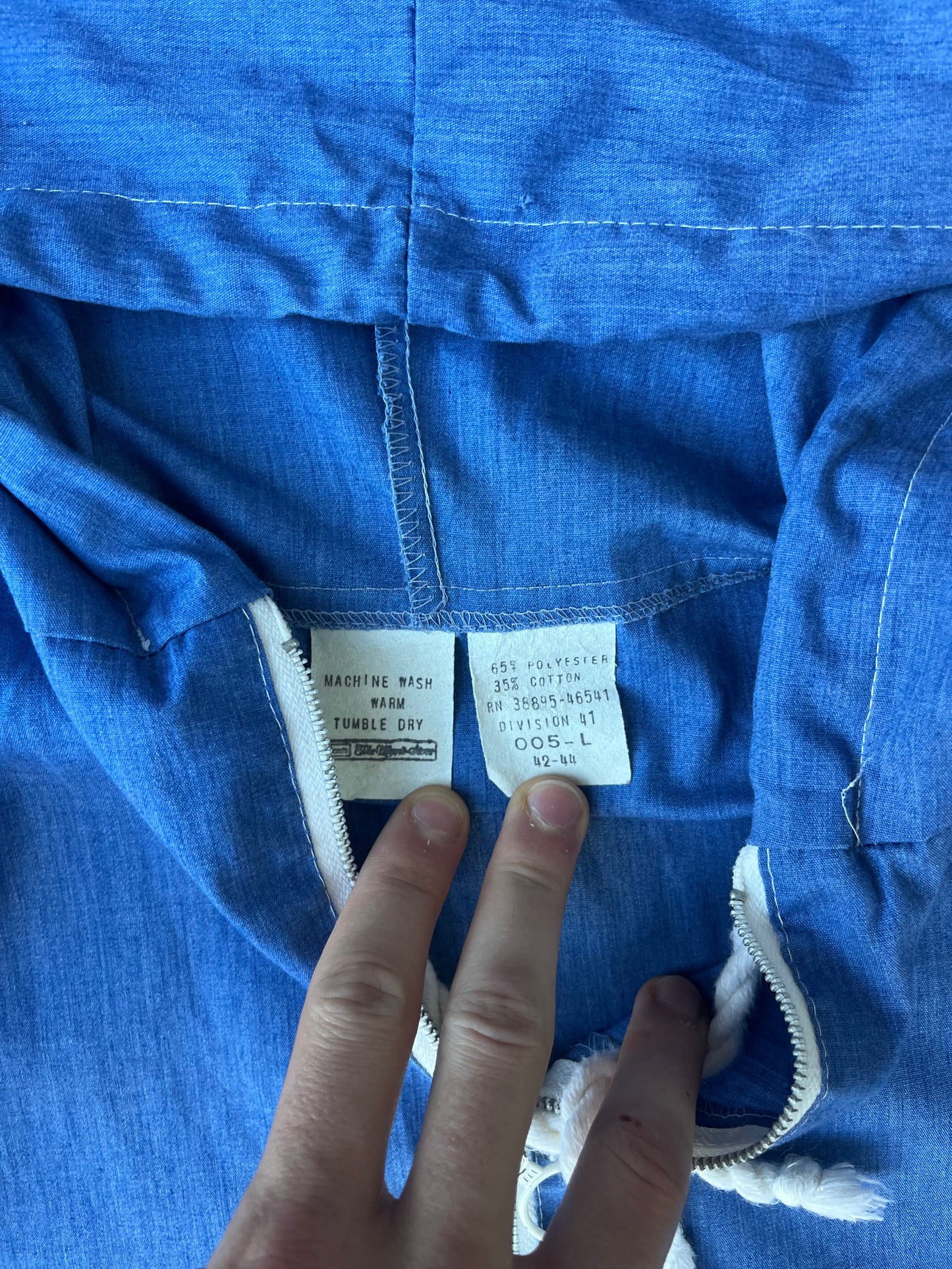VINTAGE 1960S WOVEN COTTON ZIPUP HOODIE (L)