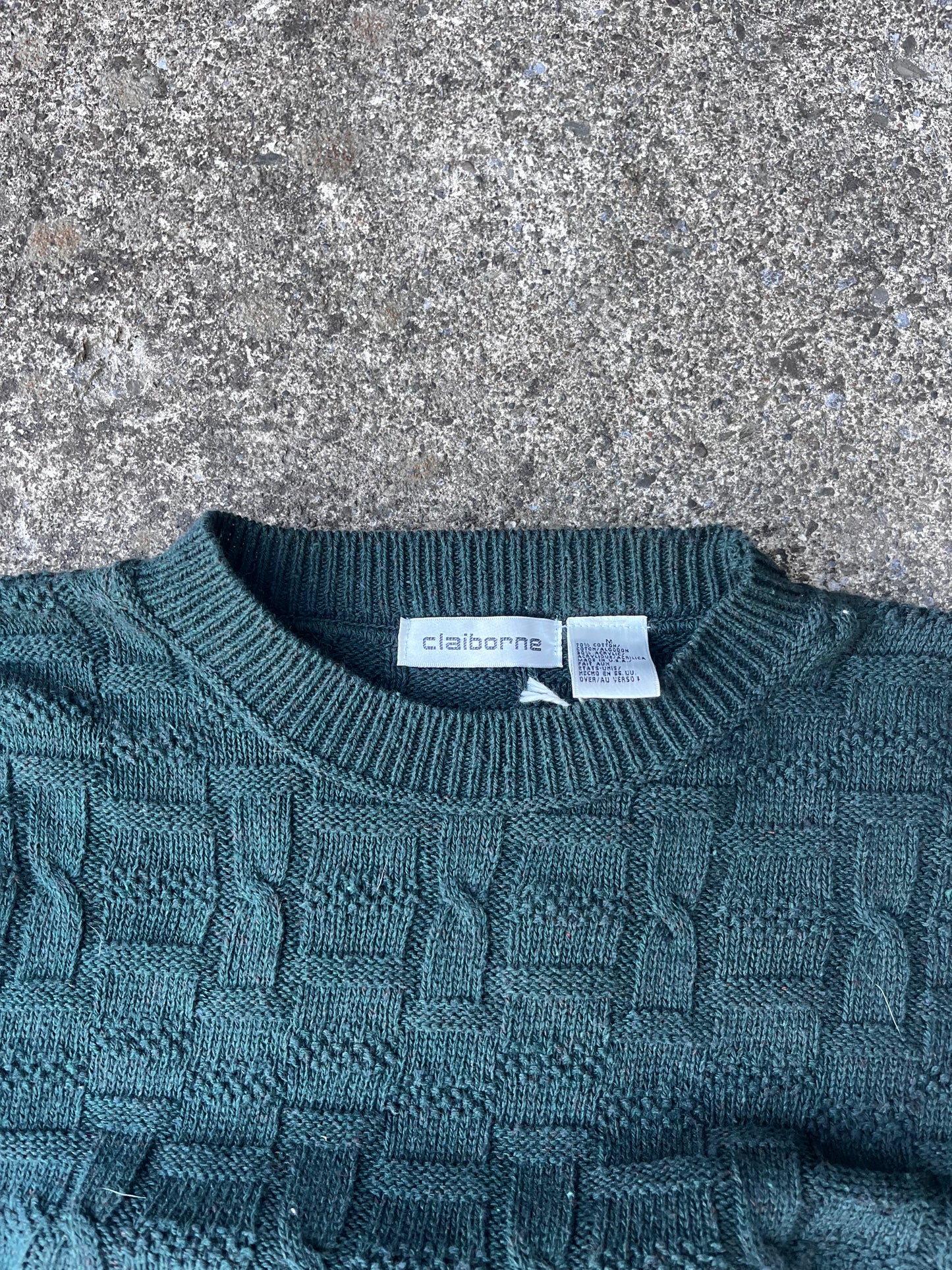 VINTAGE DEADSTOCK CLAIRBORNE CABLE KNIT SWEATER (M)