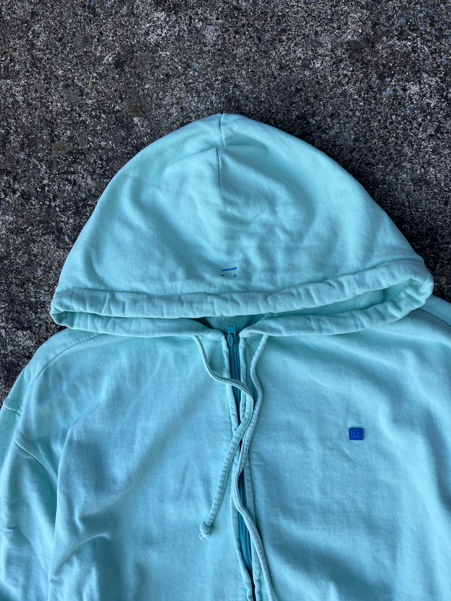 ACNE STUDIOS SMALL LOGO ZIP-UP HOODIE (L)
