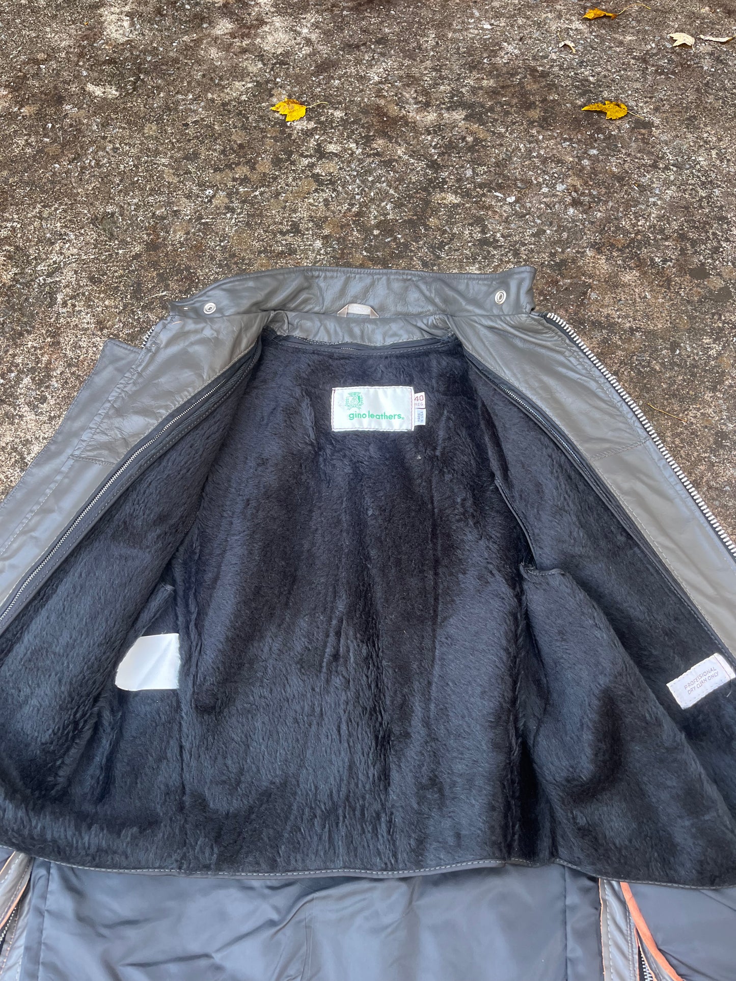 VINTAGE GINO LEATHERS FUR LINED RACER JACKET (L)