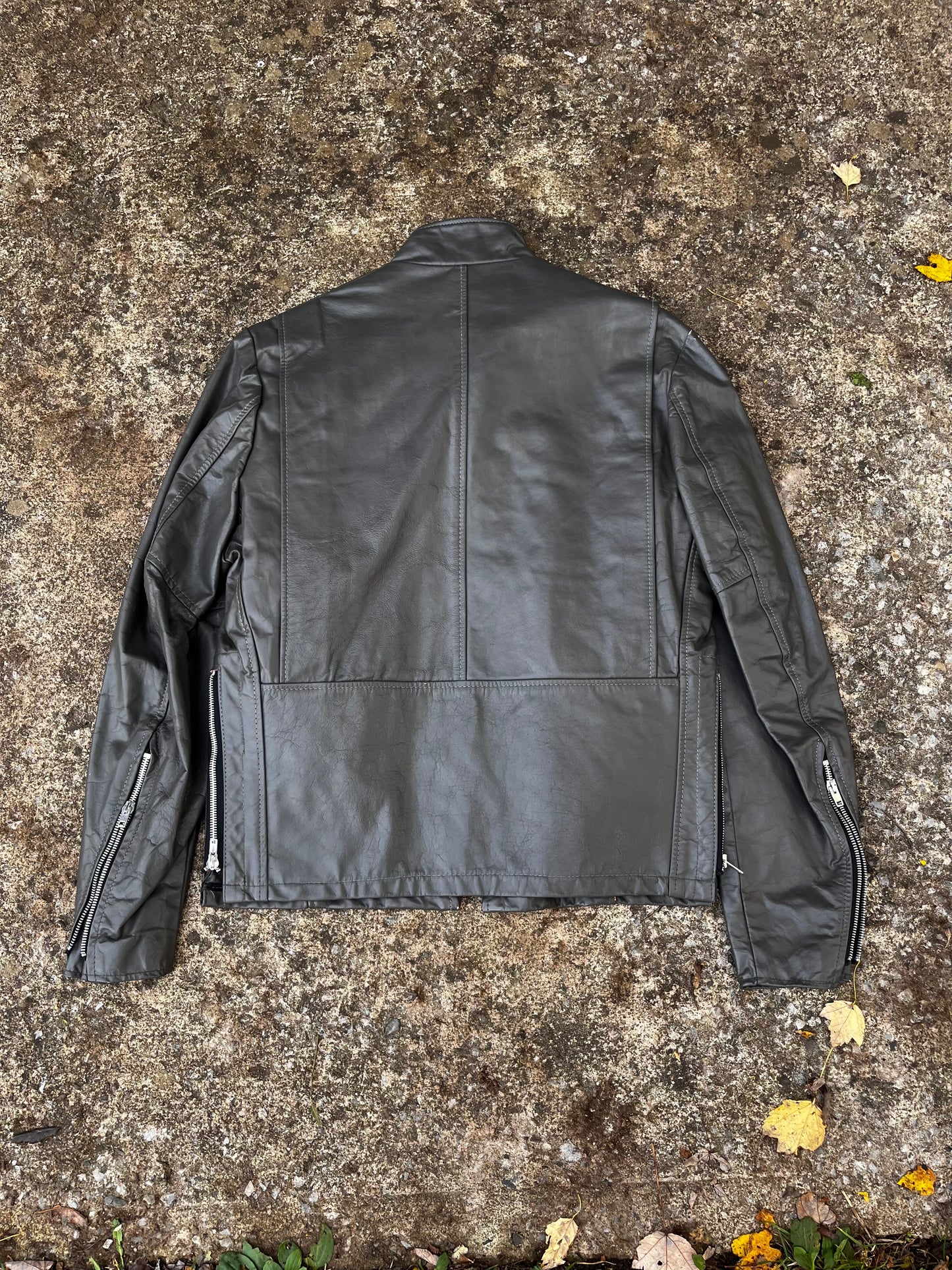 VINTAGE GINO LEATHERS FUR LINED RACER JACKET (L)