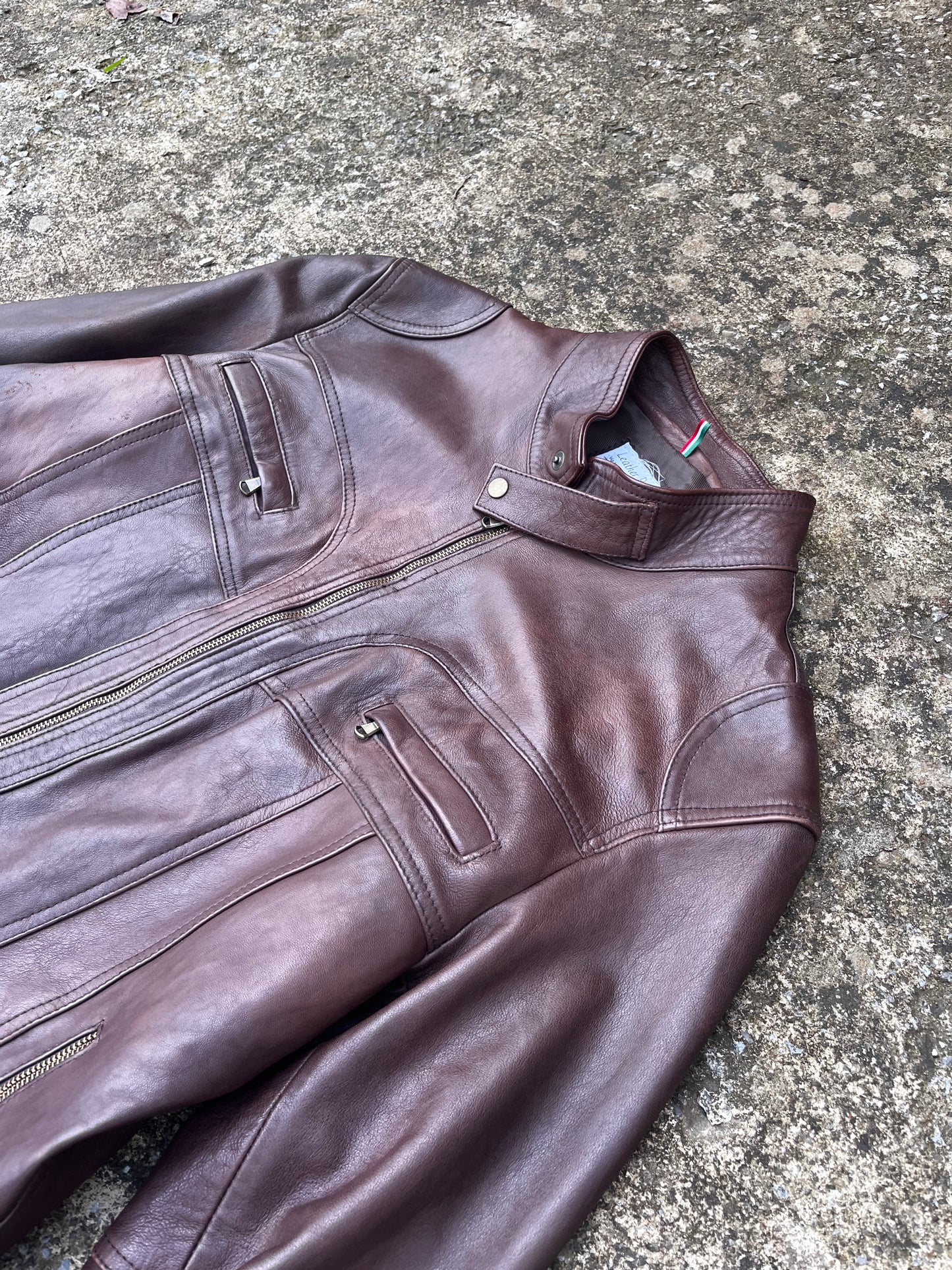 VINTAGE ITALIAN LEATHER RACER JACKET (M)