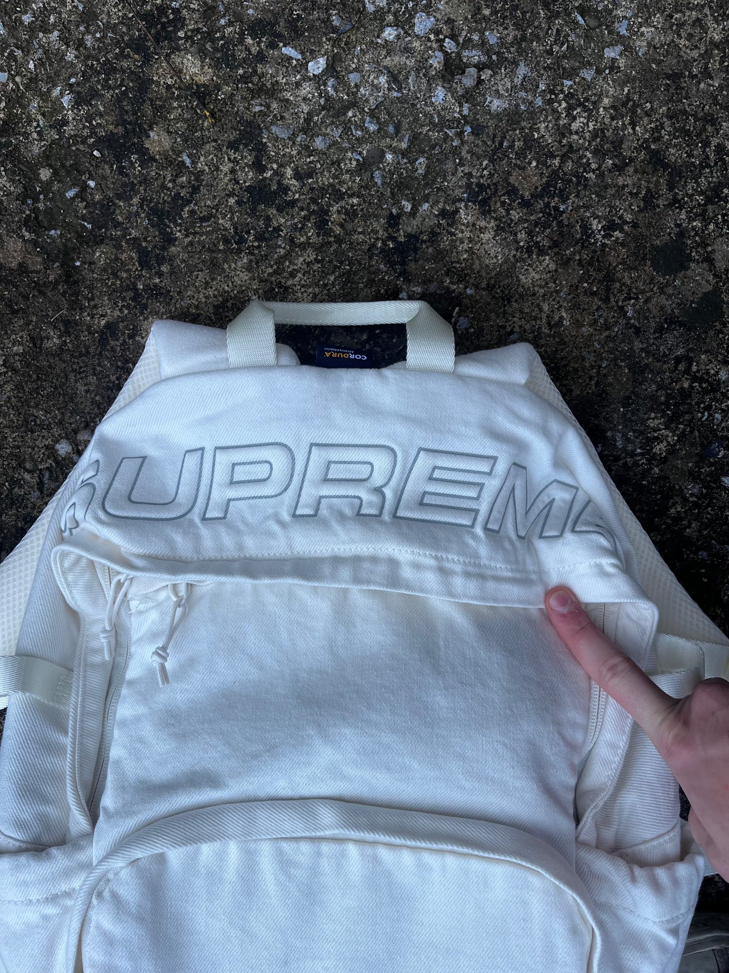 SUPREME BOX LOGO DENIM BACKPACK